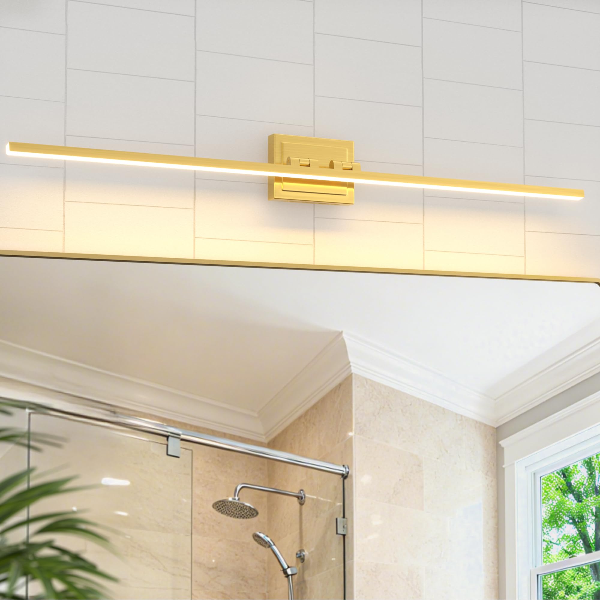 VOLISUN Bathroom Vanity Light 48 inch  30W Dimmable 5CCT Led Bathroom Light Fixture Over Mirror  Gold Bar Vanity Light for Bathrooms-ETL Certificated