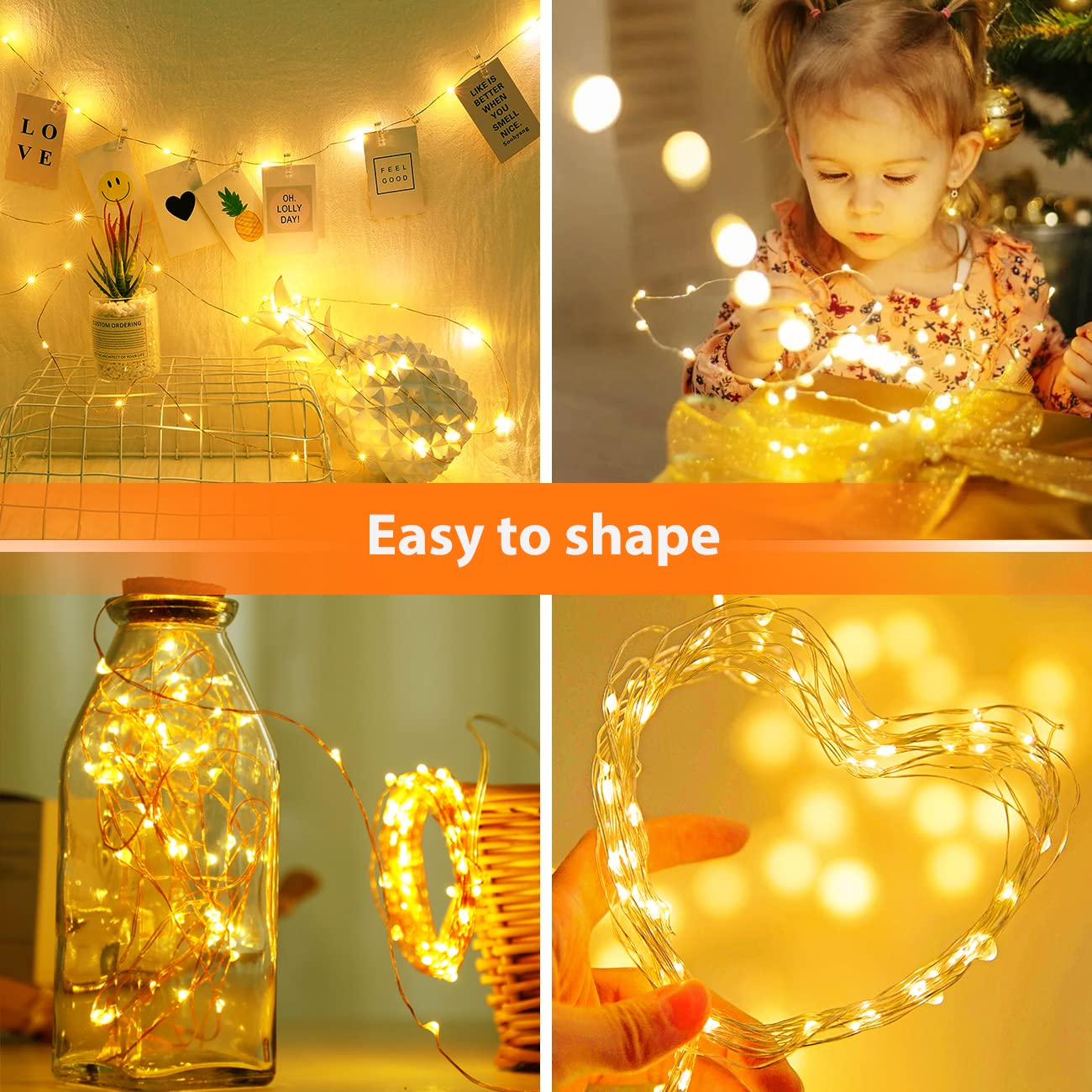 Litogo 24 Pack Fairy Lights, 7ft 20 LED Battery Operated, Waterproof Silver Wire, Warm White for DIY Wedding Party Christmas Bedroom Patio