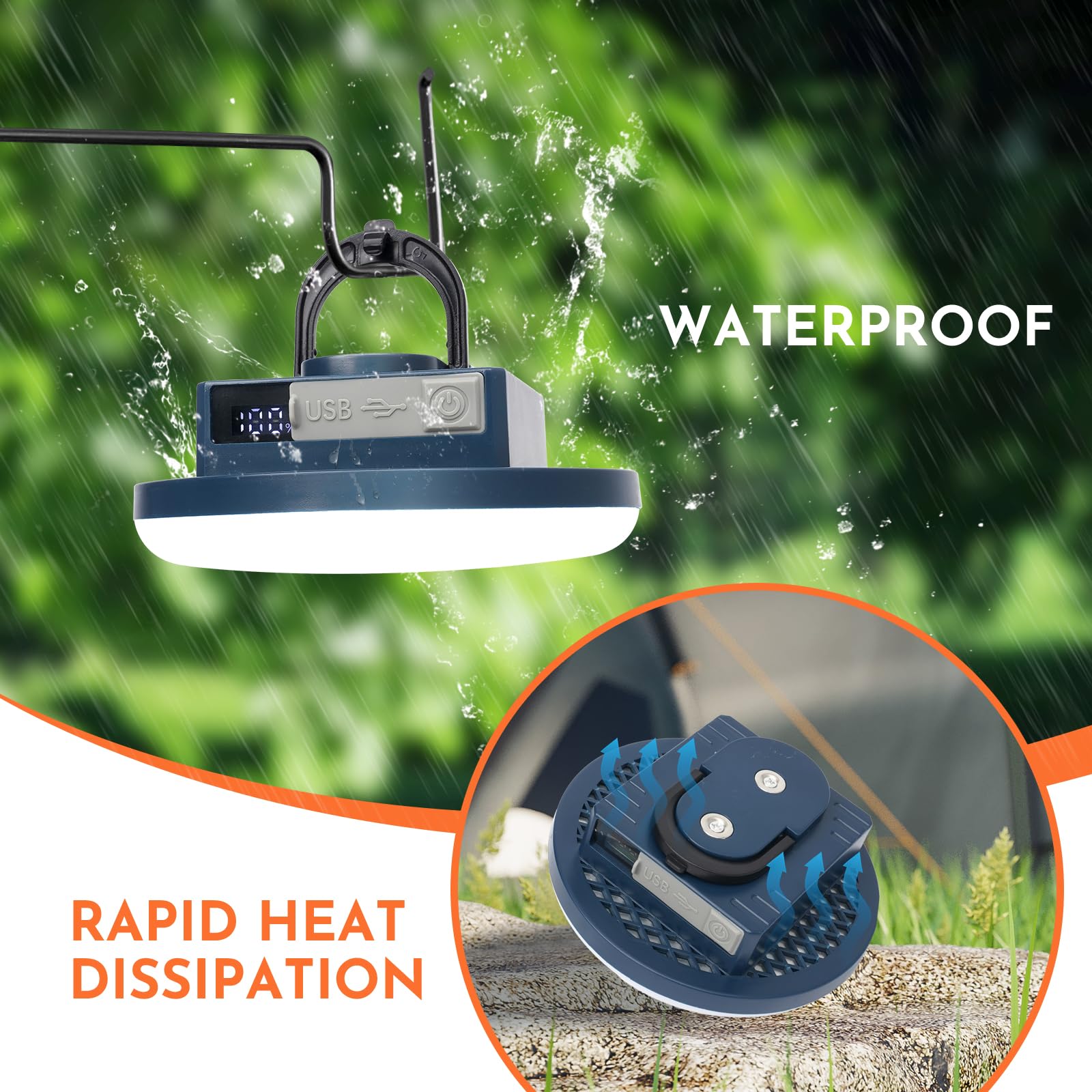 12000mAh 5000LM Camping Lights 2Pack, 42W Camping Lantern Rechargeable up to 200H, Lanterns for Power Outages, Hanging Tent Ligh