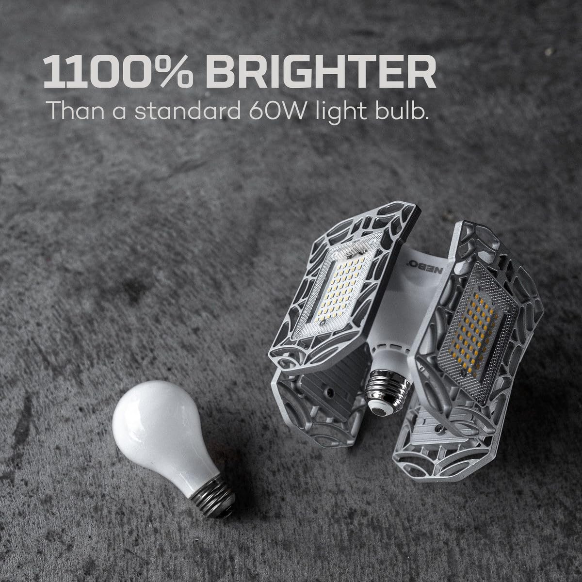 NEBO High Bright LED Garage Light, 9000 Lumen, 60W, Adjustable Panel, One Size, White, Model NEB-ARE-0001