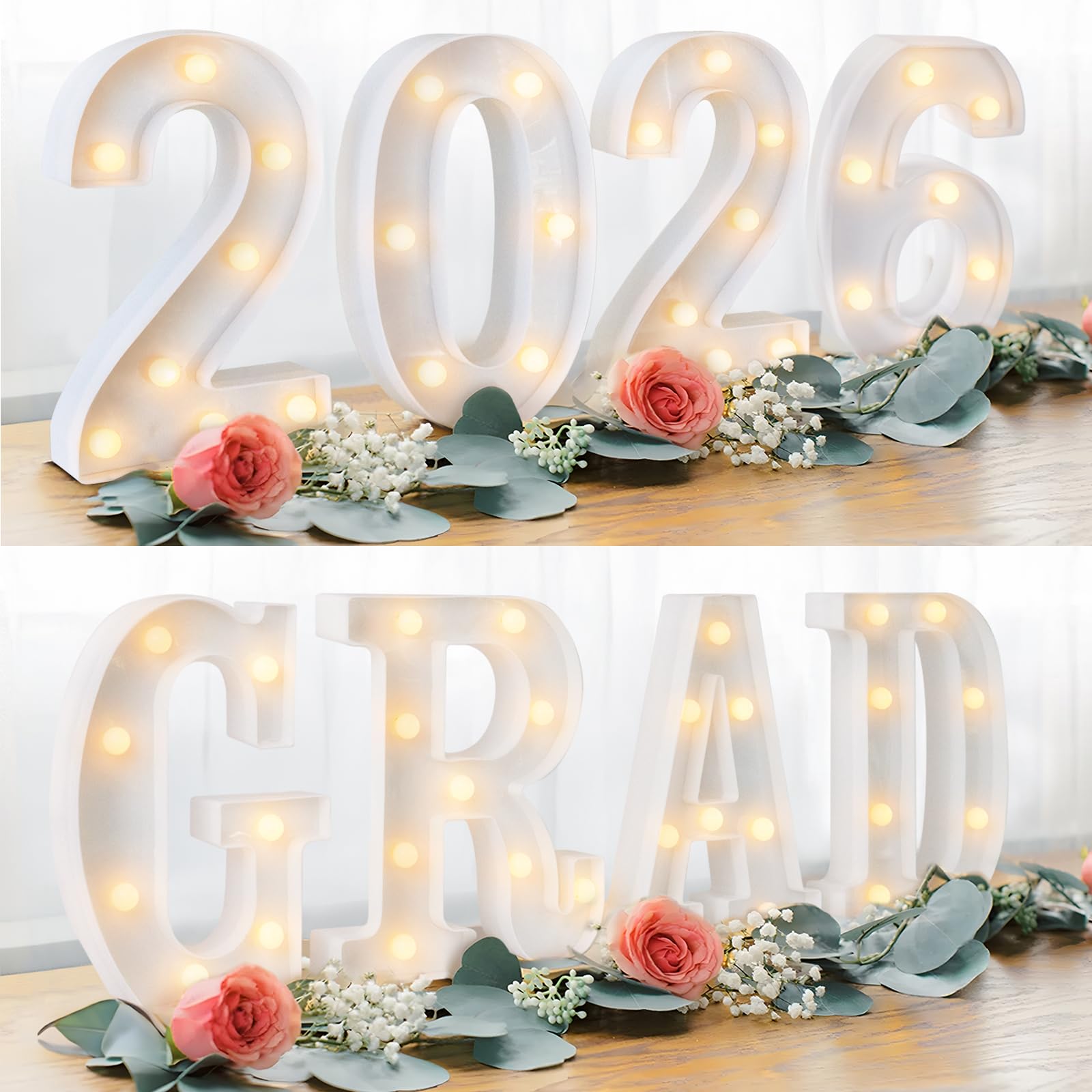 Graduation Decorations 2026 Deals - 8 LED Marquee Light Up Letters GRAD 2026 - Class of 2026 Ornaments Sign for Kindergarten H