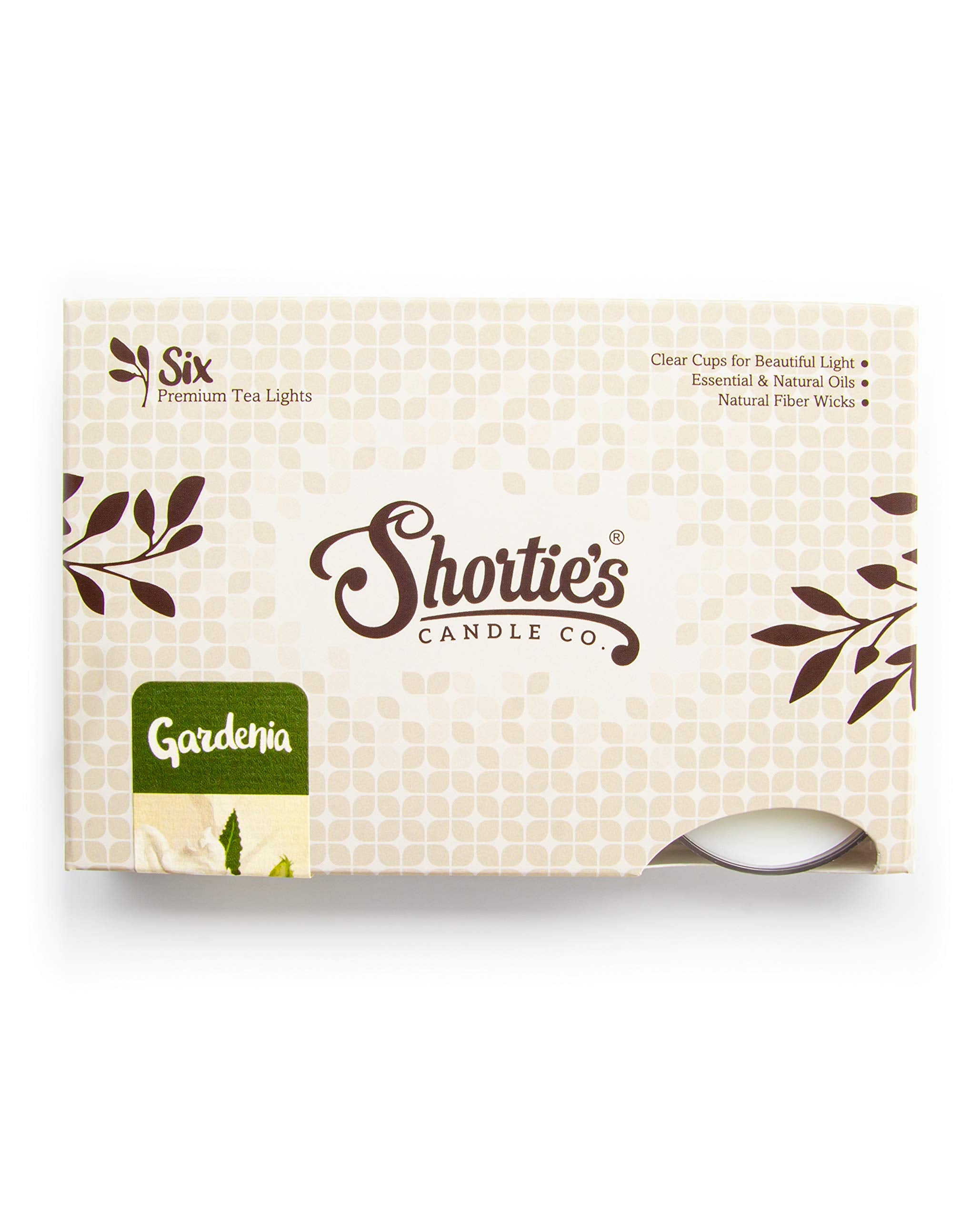 Shorties Candle Company Pure Gardenia Tealight Candles - Highly Scented - 6 White Tea Lights - Paraffin Wax - Model AX-AY-ABHI-25981