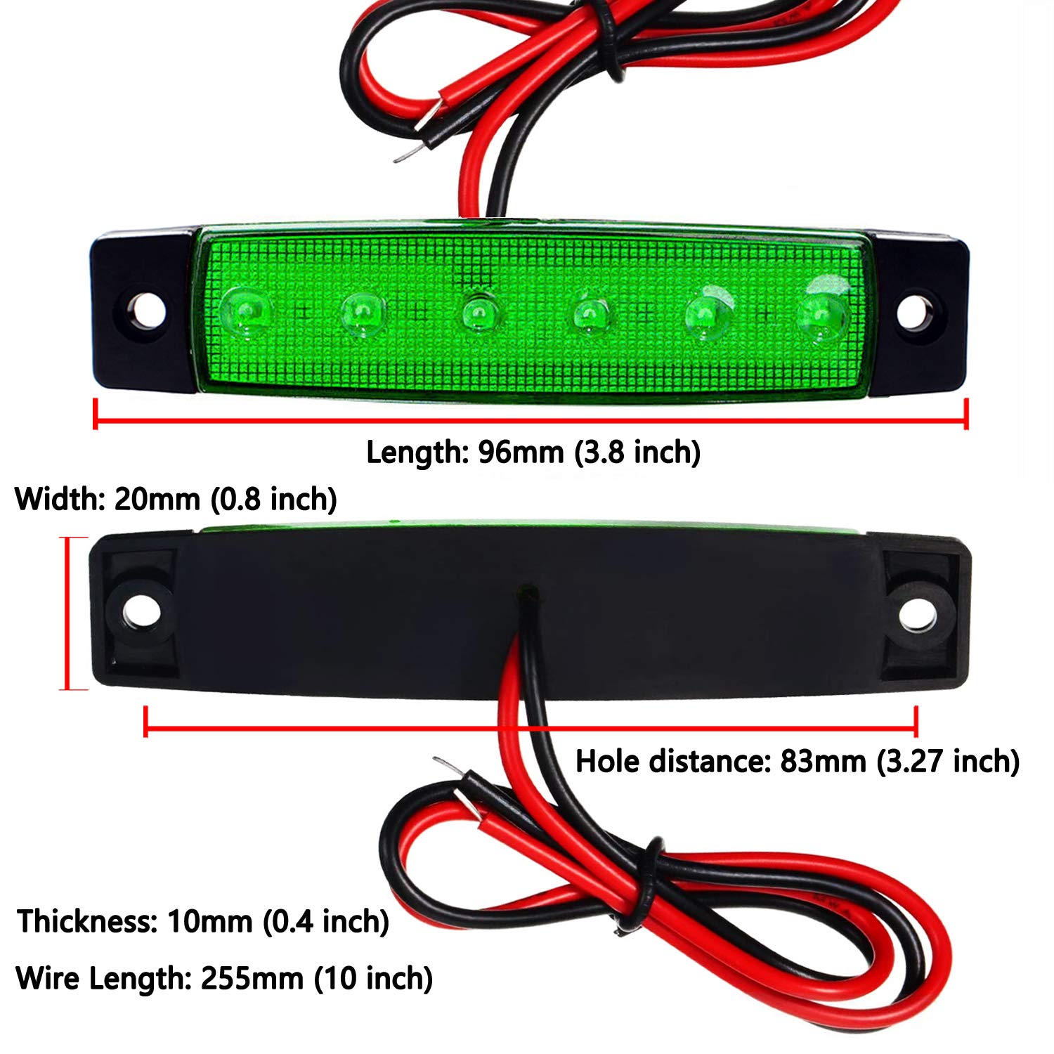 KEING 10 Pack Marine Boat LED Navigation Lights 12V Green for Kayak, Yacht, Dinghy, Pontoons, and Fishing