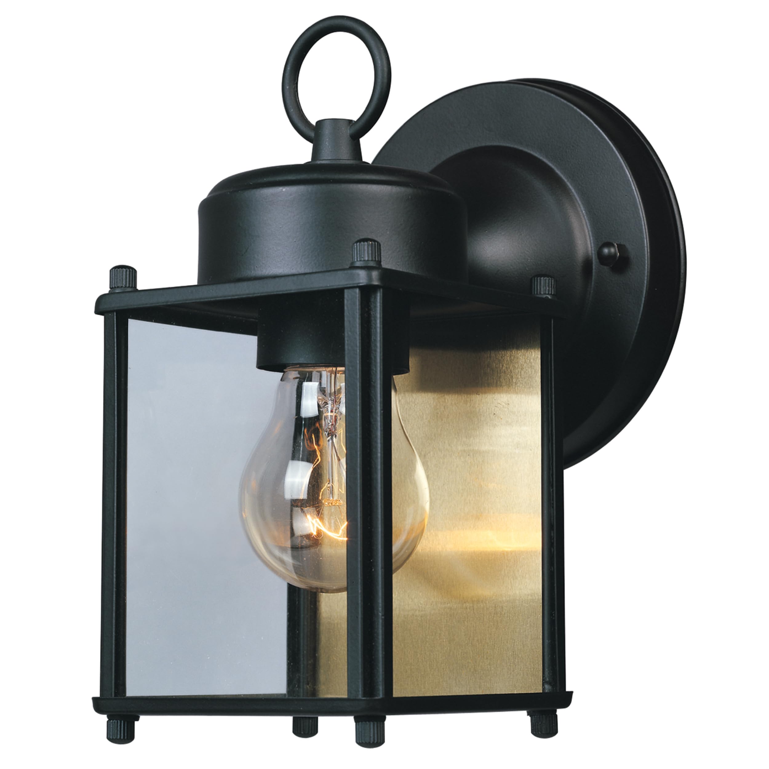 DESIGNERS FOUNTAIN Outdoor Wall Mount Lantern Sconce, 8 Inch, Black, Clear Glass, Model 1161-BK