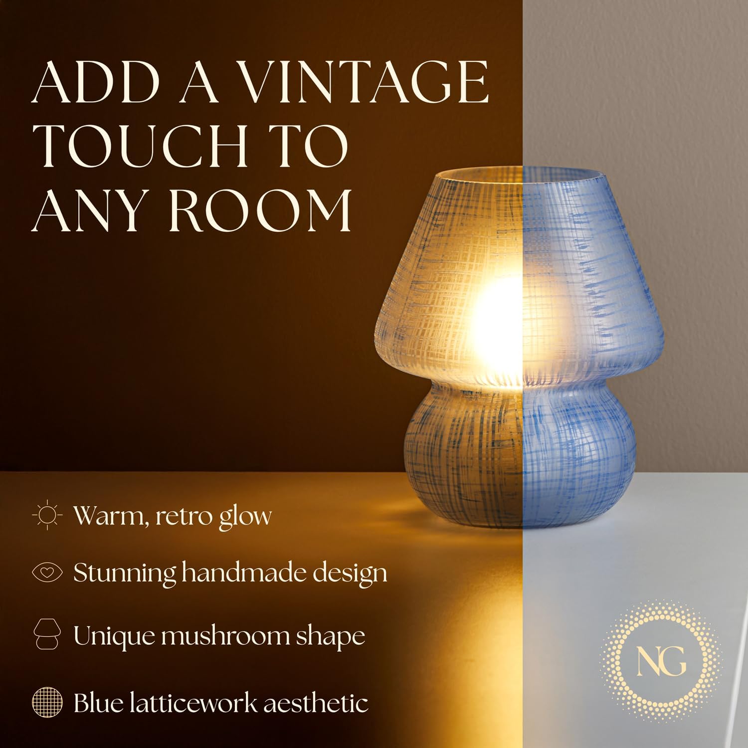 Next Glow Mushroom Lamp - Table Lamp, Modern Dimmable Led Night Light For Bedrooms, Kids Rooms, Bedside Nightstands, Living Room