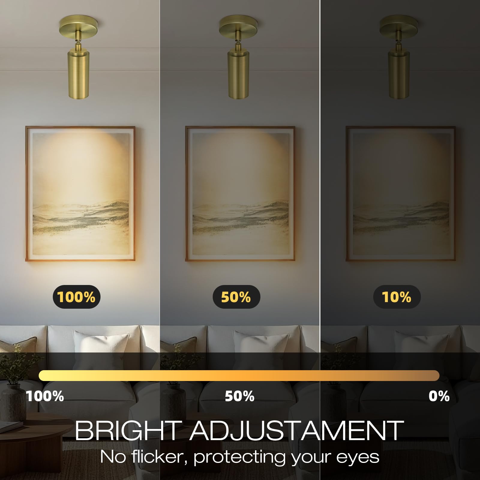 Brass Ceiling Spotlight, Hardwired Led Spot Lights, Flush Mounted Directional Indoor Spotlight Fixtures, Adjustable Monopoint Sp