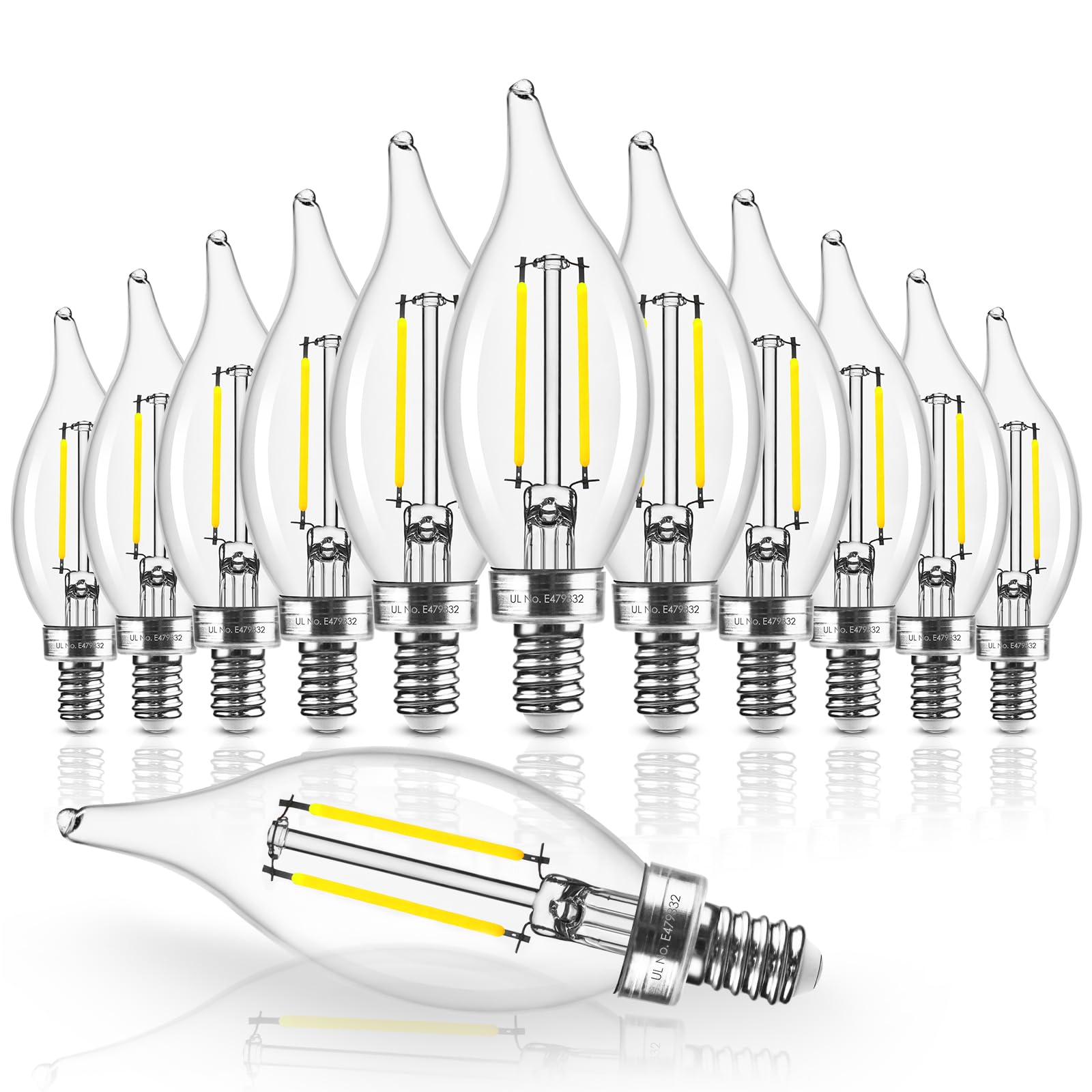 Hizashi E12 Candelabra Bulb 60 Watt Equivalent, 5000K Daylight White, Dimmable E12 Led Bulb, 90+ Cri 6W 550Lm, Chandelier Light 