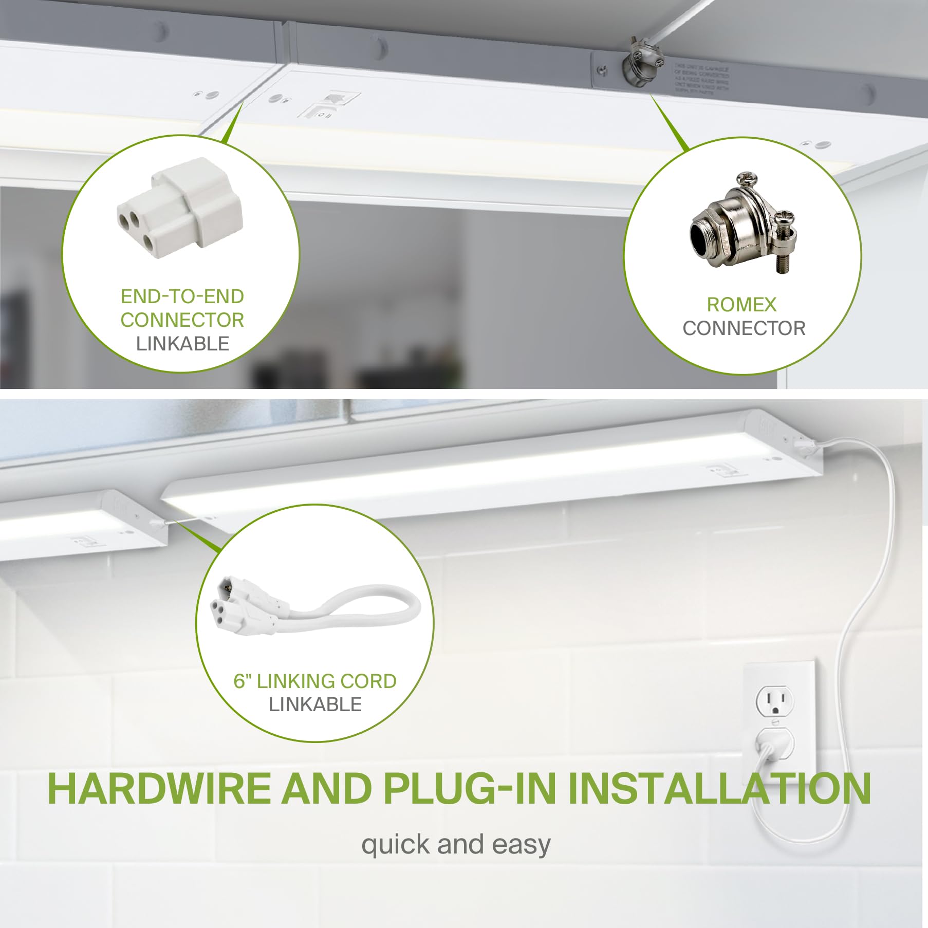 Asd Led Under Cabinet Lighting, 24 Inch Dimmable, Hardwired/Plug-In, 3 Color Levels, White Finish, Model Asd-Ucl-24D12Cc-Wh