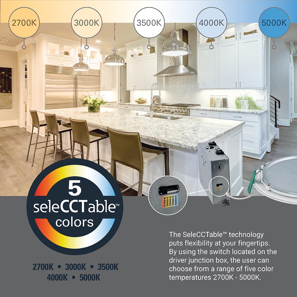 Halo Hlb 6-Inch Thin Recessed Indoor/Outdoor Canless Led Downlight W/Selectable Color Temperatures 6-Pack Hlb6099Fs1Emwr-6Pk