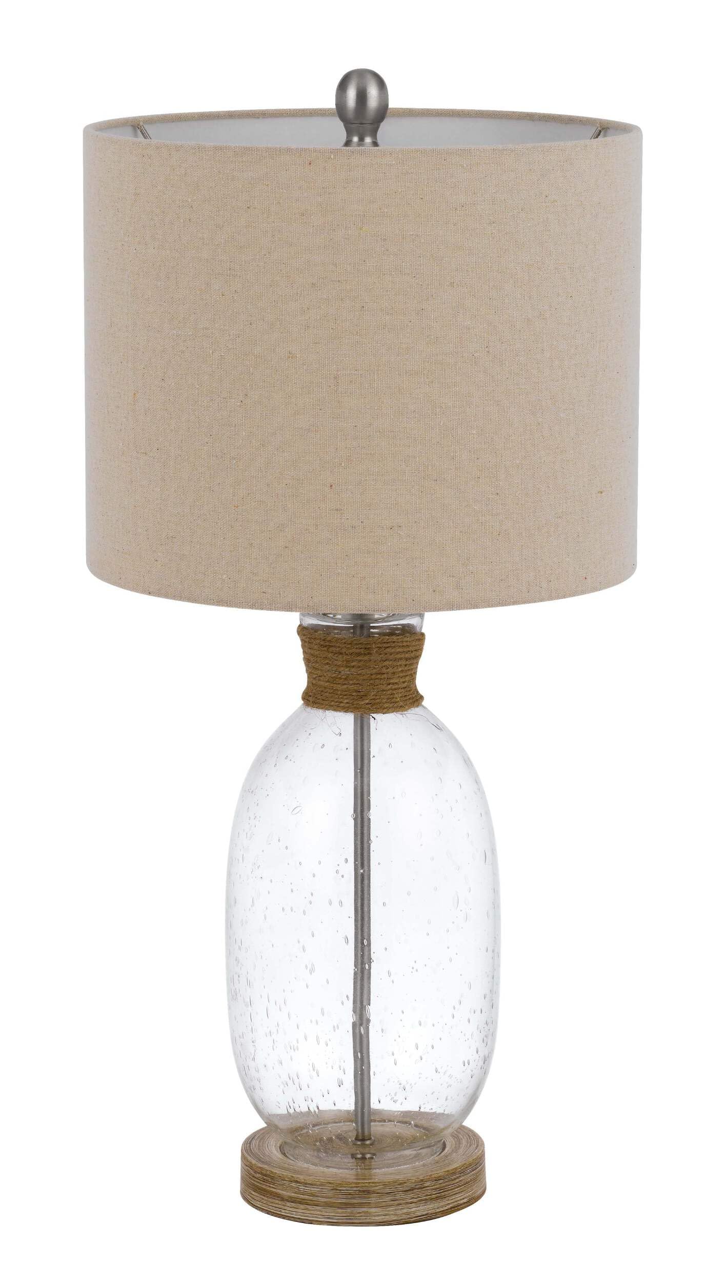 HomeRoots Table Lamp 26 in. with Brown Drum Shade, Model 524774