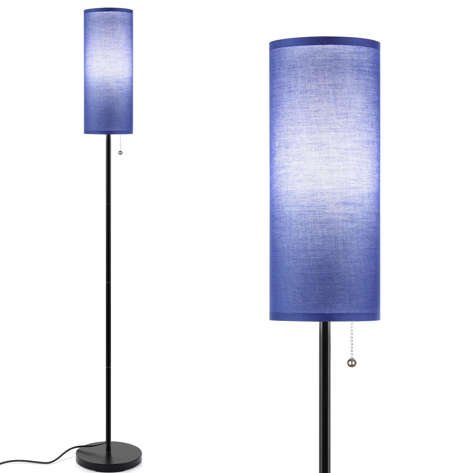 Coucrek Floor Lamp - Modern Standing Pole Lamp, Metal, 3 Color Temperatures, Blue, Model F036-B, Ideal for Living Room, Bedroom, Office