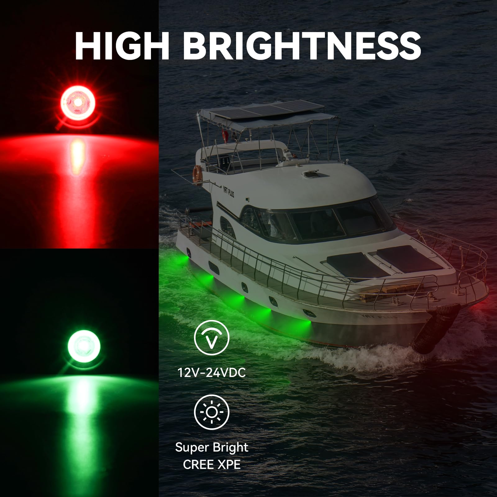 Uliteco Boat Navigation Lights  Marine Boat Nav Lights  Red And Green Bow Lighting  Night Fishing Lights  Deck Lights  Ip68 Waterproof Led Lighting For Pontoon Bas Dinghy Jon