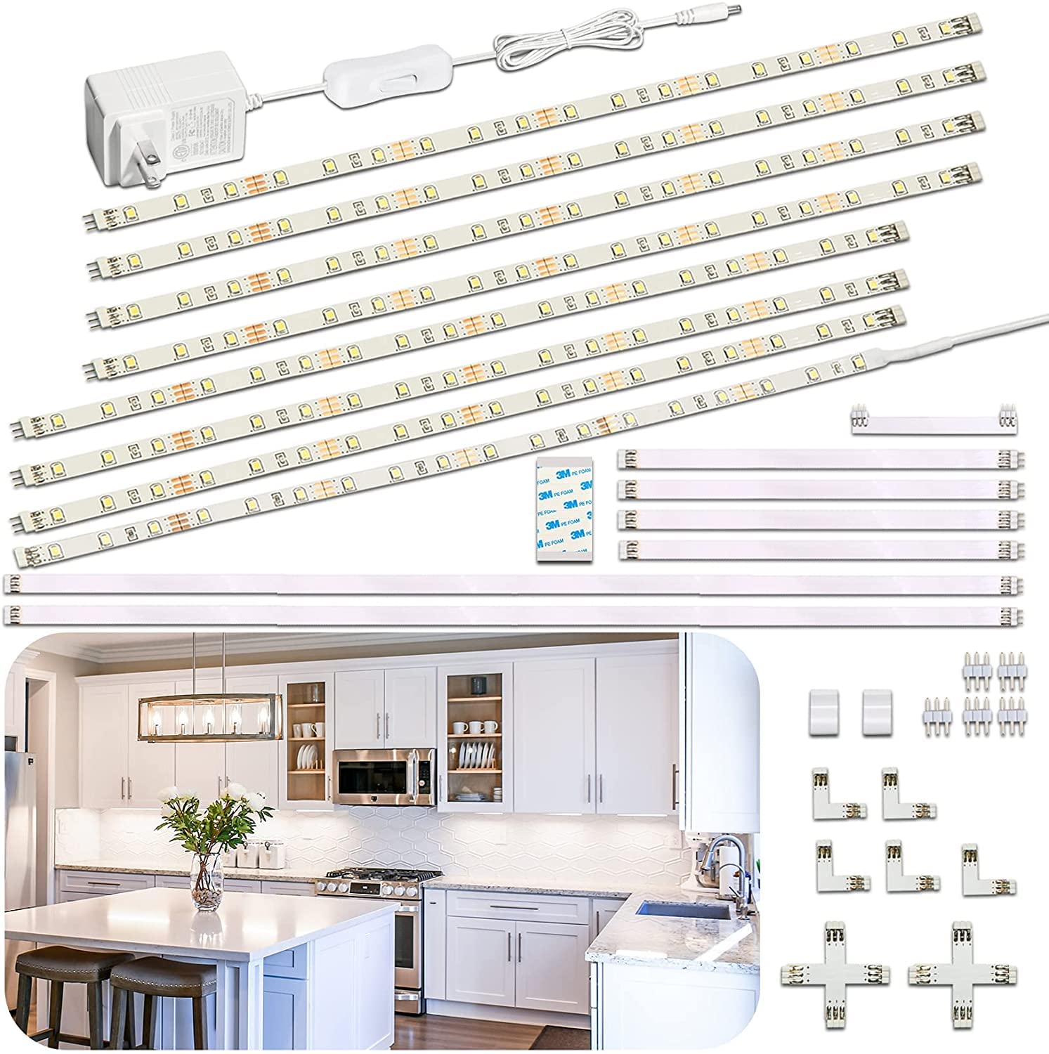 WOBANE LED Display Light Kit, 8x12 inch, White Polycarbonate, Model WBE006, Set of 8 with 24W Adapter, 6000K DIY Lamp