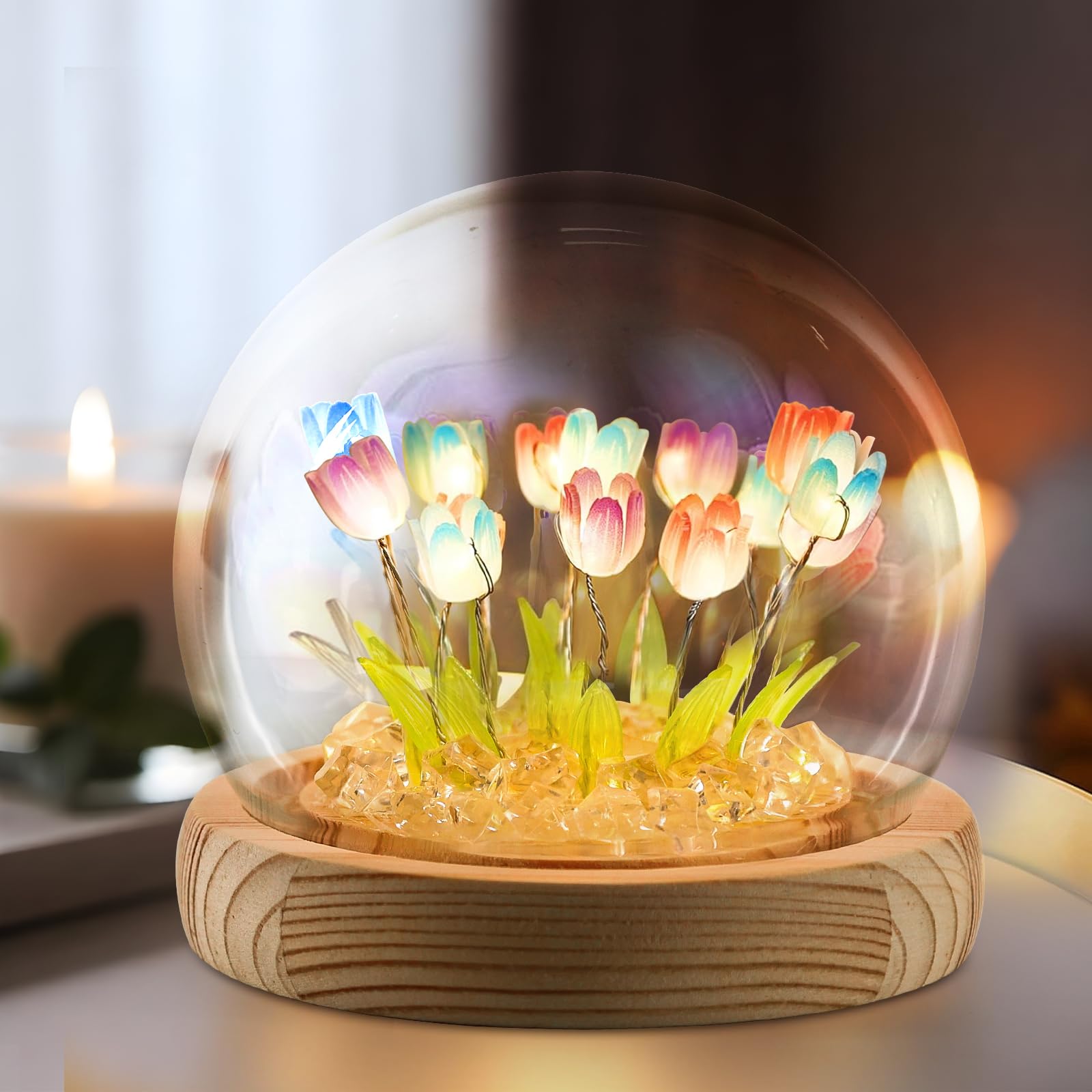 ONXE Mothers Day Gifts for Mom from Daughter, Birthday Gifts for Women, Flower Lamp Night Light for Bedroom Decor, Light Up Tuli