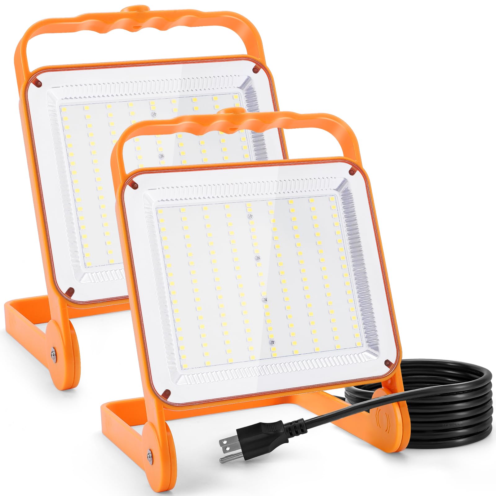 TSEXES 2 Pack 50W LED Work Light, 8000LM Super Bright Flood Lights, IP65 Waterproof,5000K,Portable Temporary Work Light for Outd