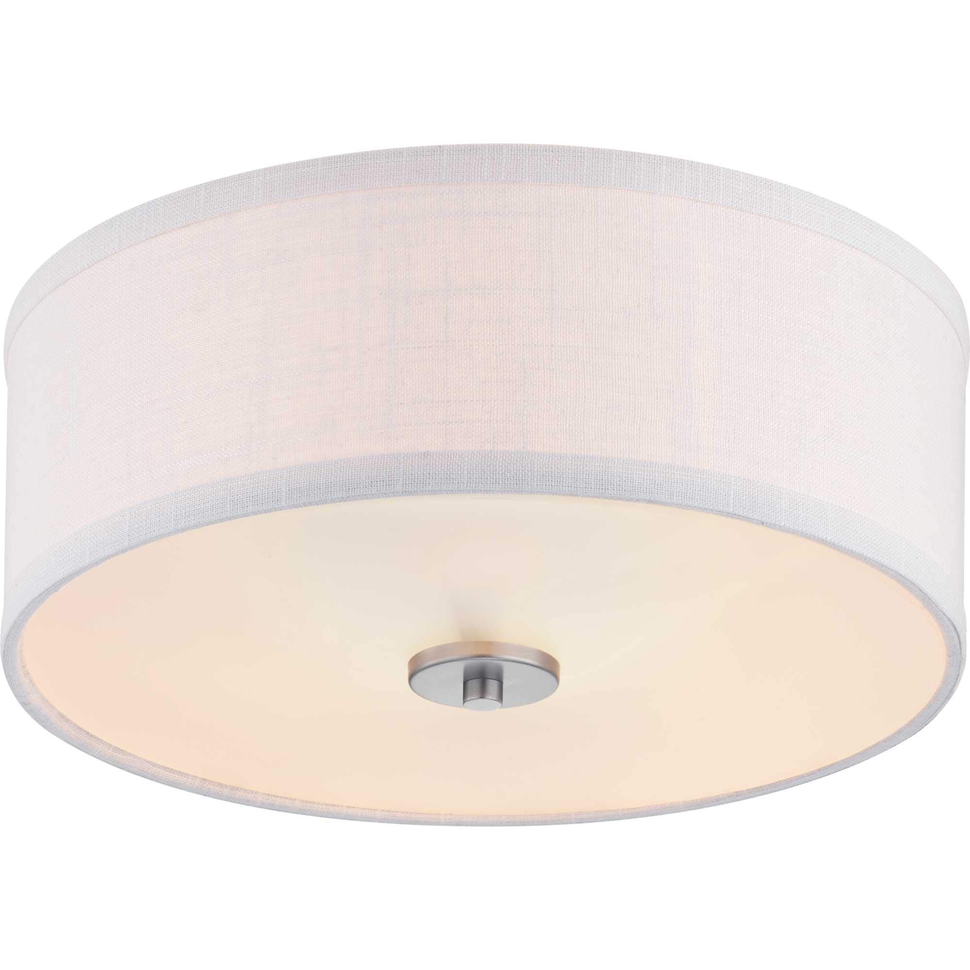 Progress Lighting P350130-009 2-Light Flush Mount Brushed Nickel with Fabric Shade 5.5x13x13 inches