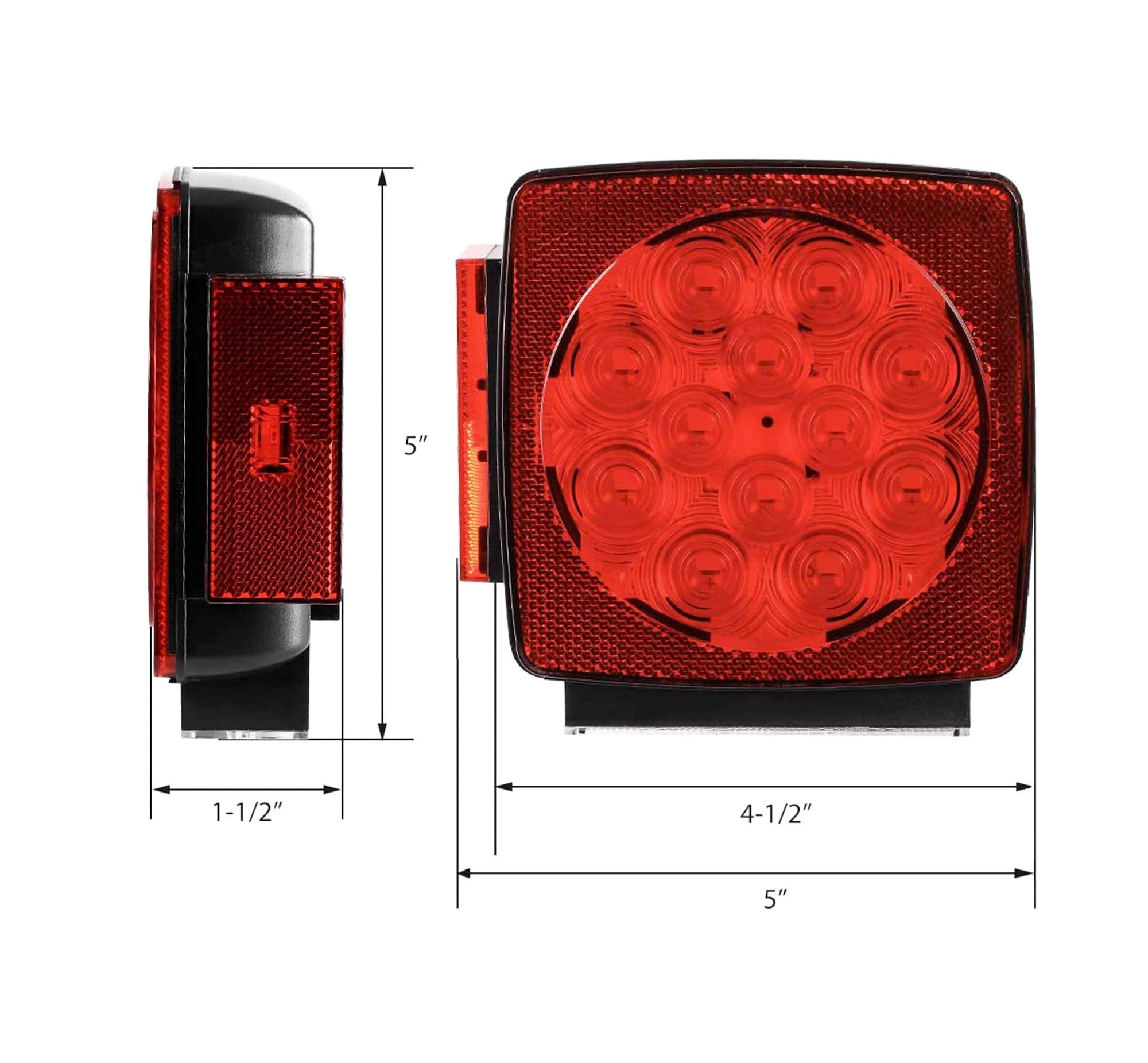 Maxxhaul 50343 12V Led Submersible Left And Right Trailer Lights For Trailers Less Than 80'' Wide