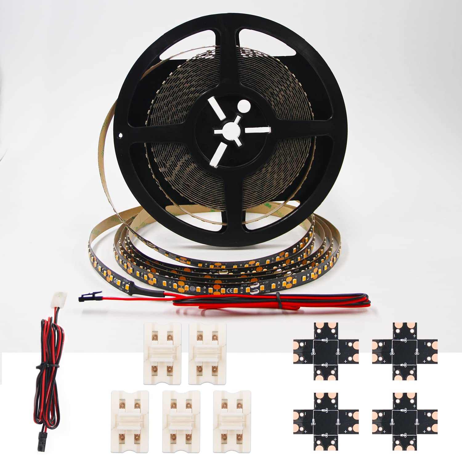 Vst Led Strip Lights Warm White 120Leds/M 1000Lm/M 9.6W/M Led Tape Light 12V 2835 Cuttable Connectable Dimmable Led Strips For Indoor Under Cabinet Etl-Listed,No Driver (3000K-16.4Ft Black)