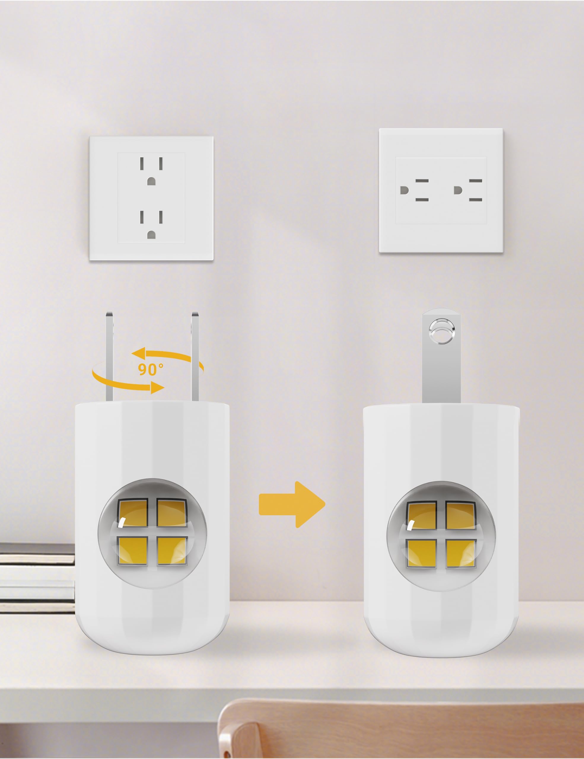 Geplad 6-Pack Led Night Light Plug-In Wall Outlet Light, Soft White,Dusk To Dawn Nightlight,Ambient Lighting,Nightlight For Bedr