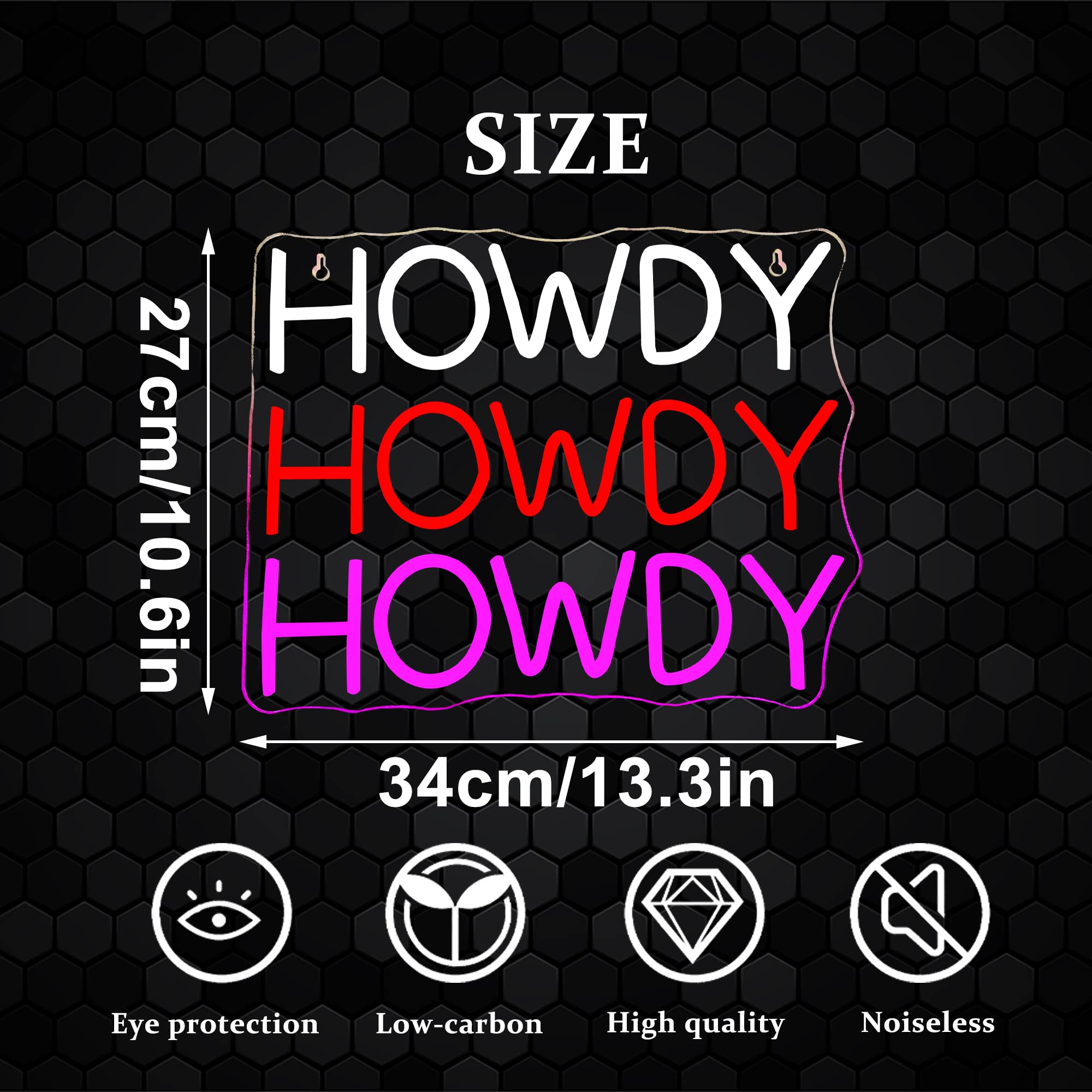 Howdy Neon Signs for Wall Decor, LED Signs Pink Howdy Neon Light Signs for Bedroom, LED Wall Art USB Powered for Bedroom Wedding