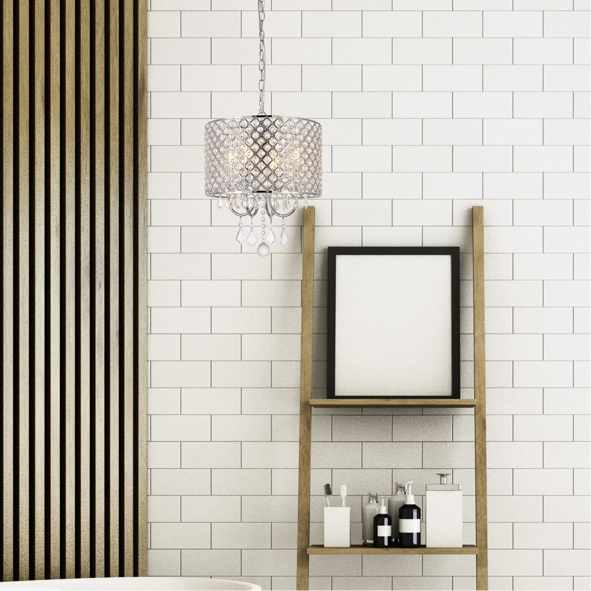 Living District Elise 4-Light Transitional Metal Pendant in Chrome Finish