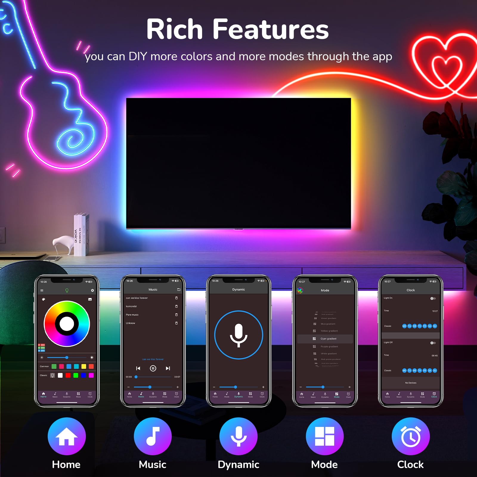 LXLQZXW LED Neon Rope Lights, 32.8FT, IP67 Waterproof, RGB, App & Remote Control, Flexible, Music Sync, Model LW-LED