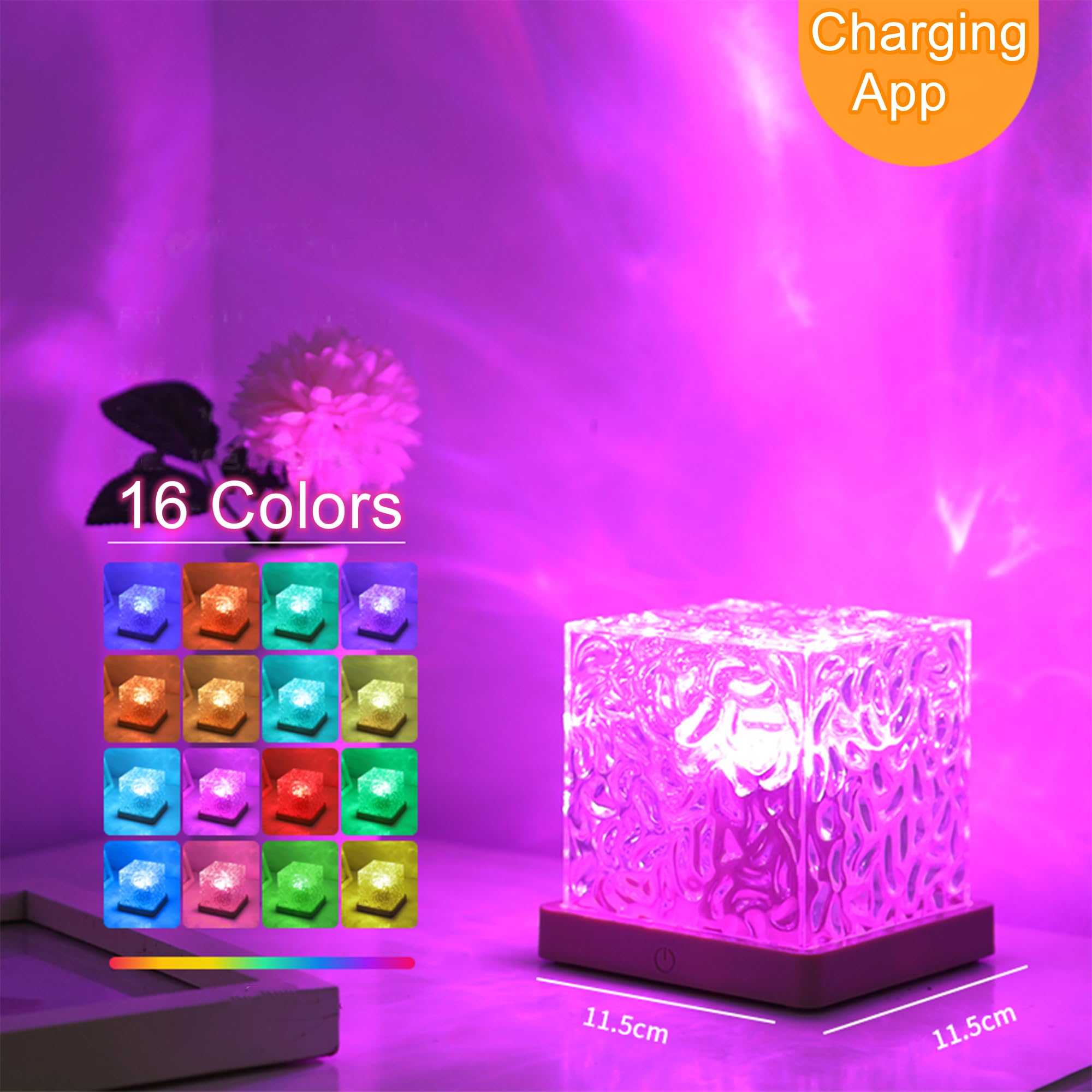 Doliiuy Northern Light Lamp, Wave Ocean Water Projector Lights, 16 Colors Gradual Rotating Flame Water Lamp, With App & Remote C