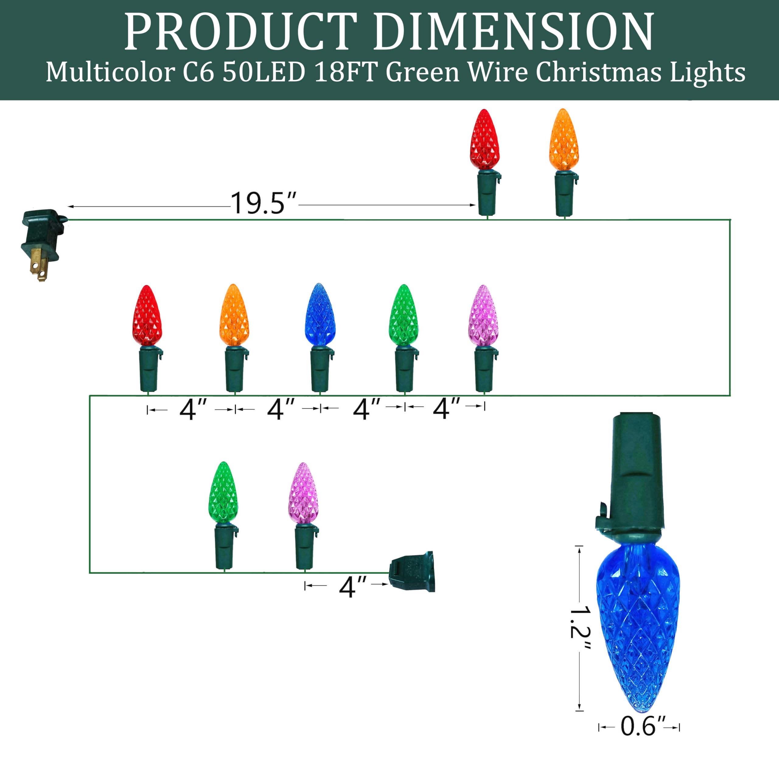 Mxtclm C6 Christmas Lights 50 Led Multicolor Strawberry 18Ft Waterproof String Lights For Outdoor Indoor Garden Yard Home Party