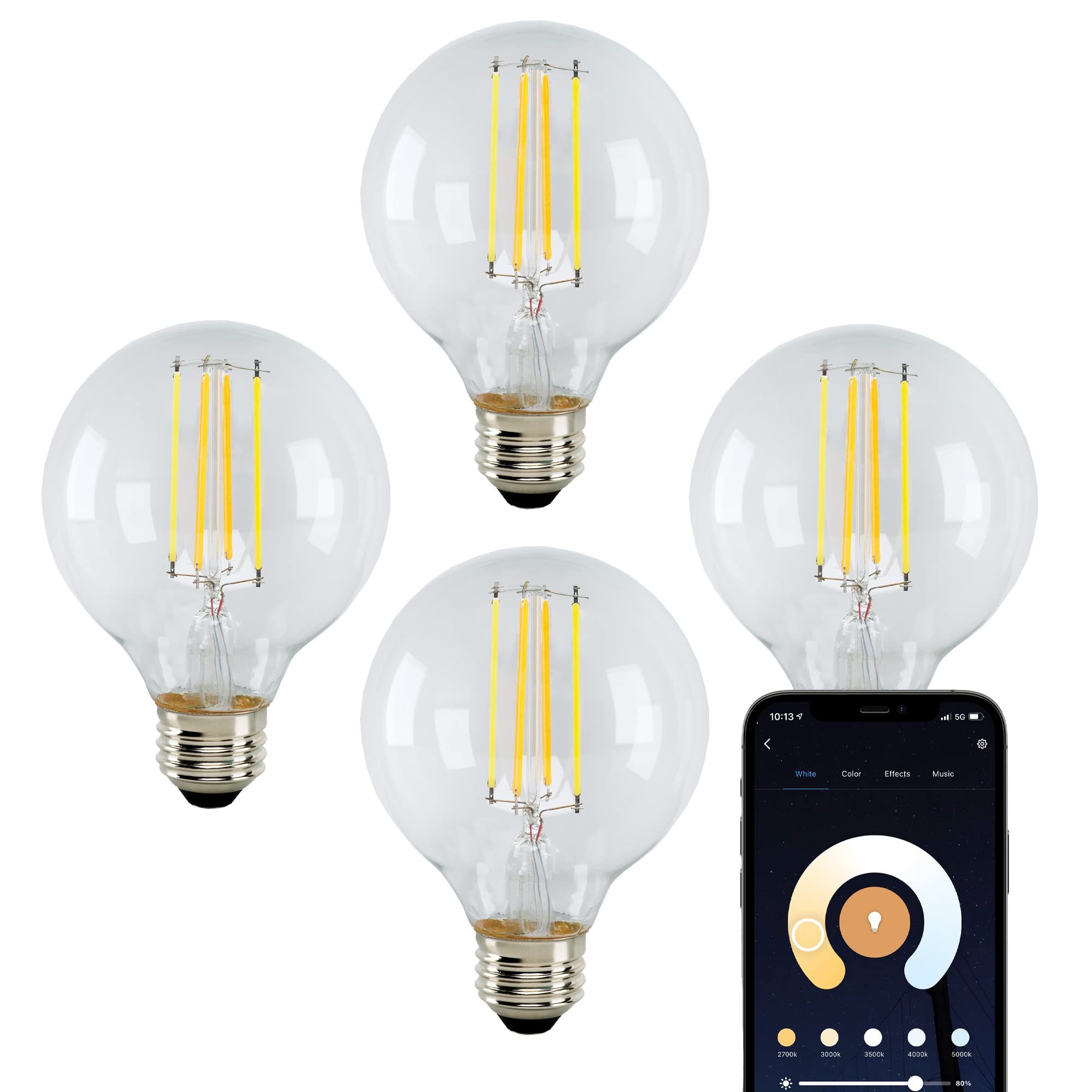 Satco S11251/04 Starfish Tunable White WiFi Smart LED Light Bulb, Works with Siri, Alexa, Google Assistant, SmartThings, Clear, 