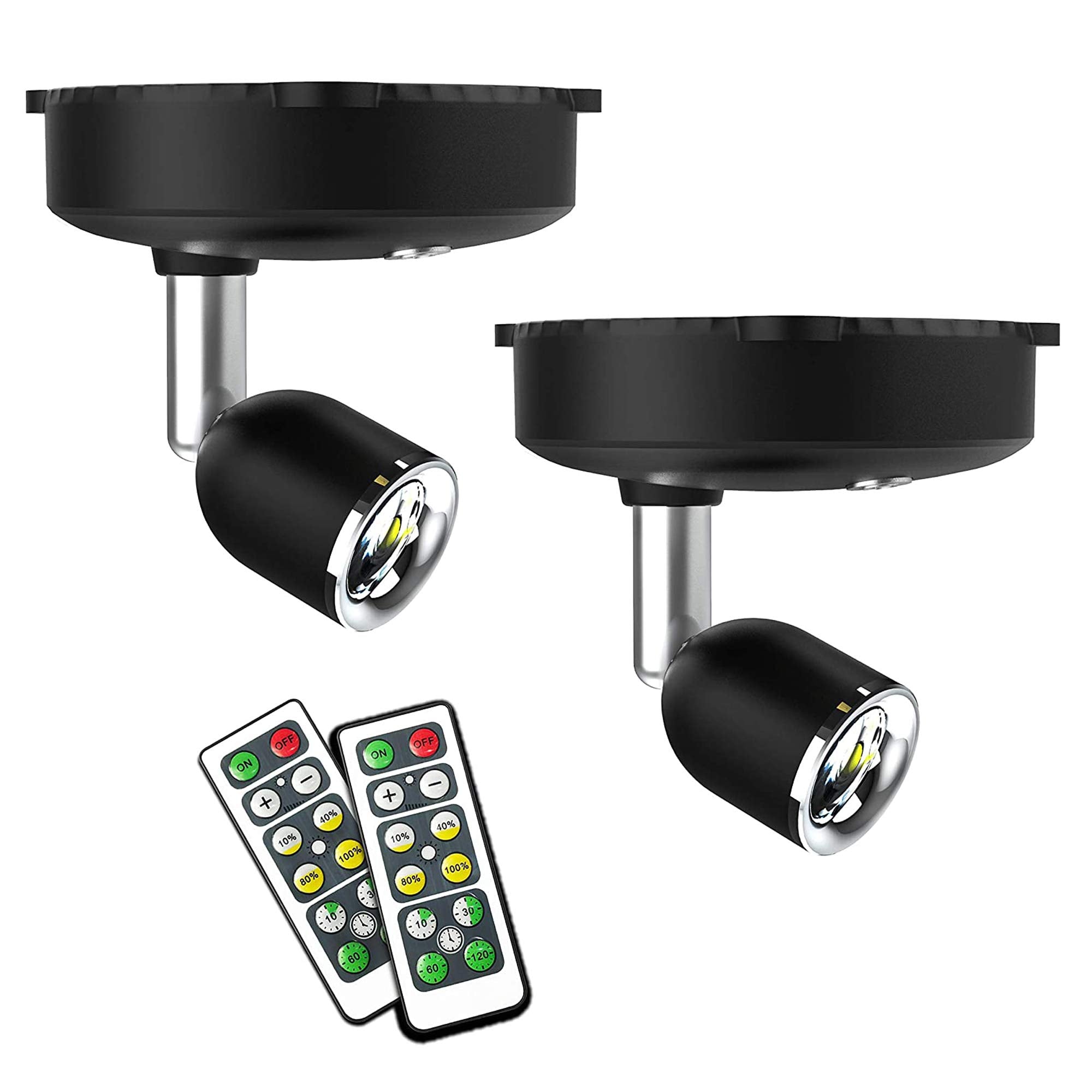 Amries Led Spotlight - Battery Operated, Dimmable Accent Lighting With Remote Control, Black