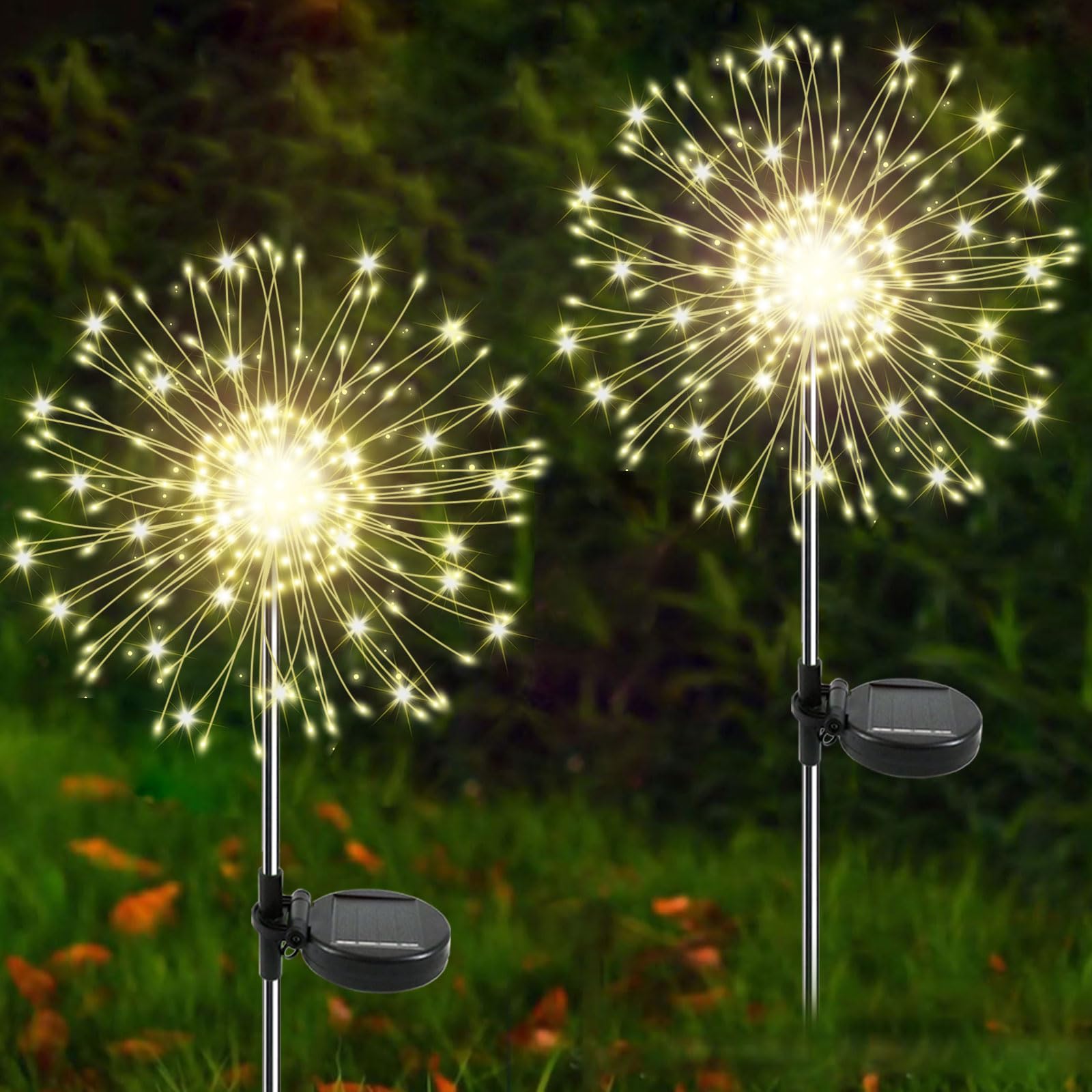 YaaFen Solar Garden Lights Outdoor, 2 Pack 120LED Twinkling Solar Firework Lights Decorative with 2 Modes, Outdoor Waterproof So