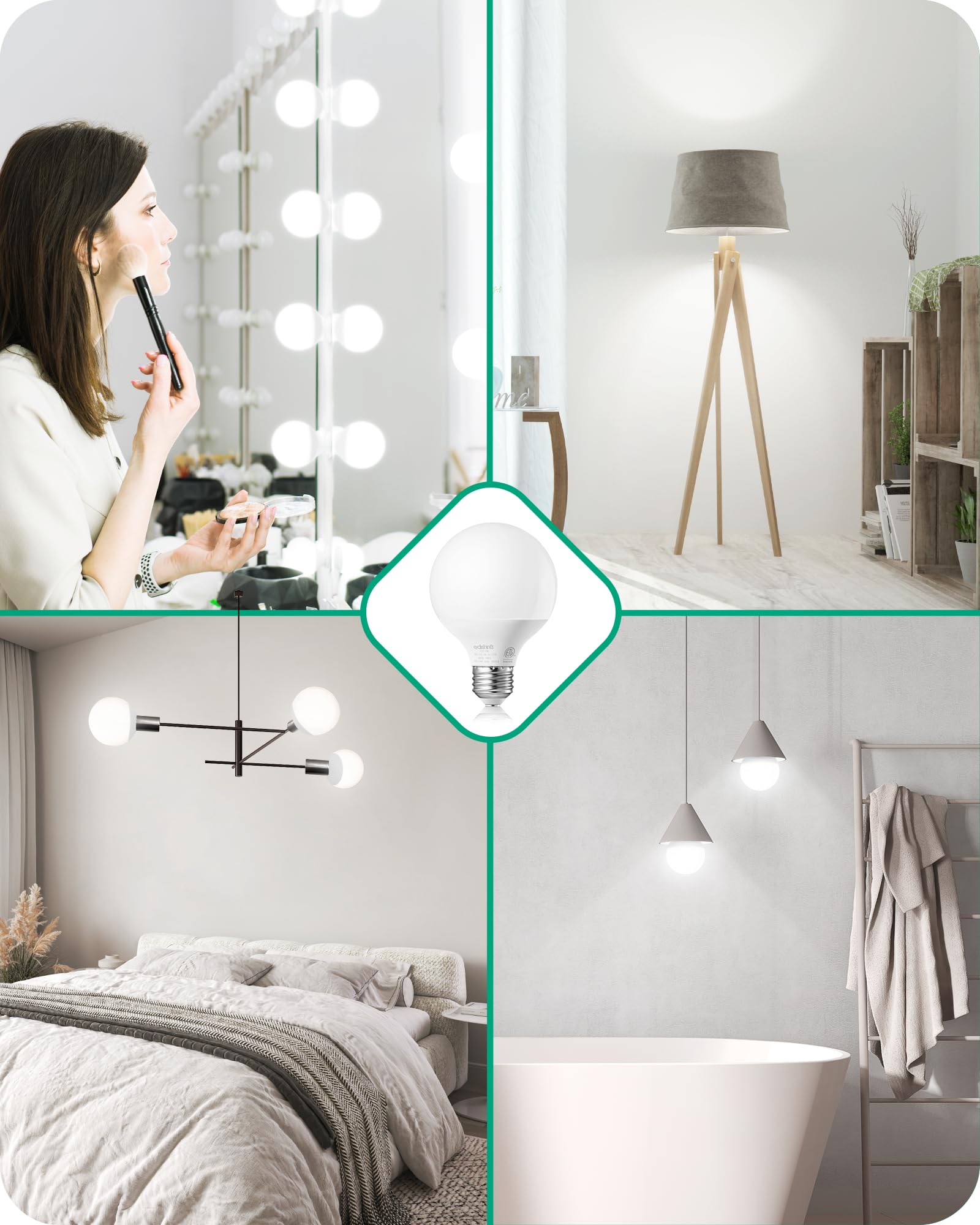 Edishine Vanity Light Bulbs, G25 Led Bathroom Light Bulbs, 25 Watt Equivalent Globe Light Bulb, Cri90+ 5000K Daylight White 450L