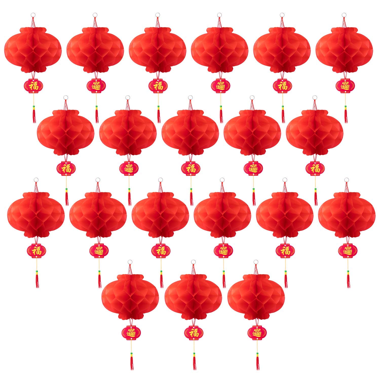 Asian Home Red Paper Lanterns - 14 Inch Festive Decoration For Weddings & Celebrations, 20 Pack