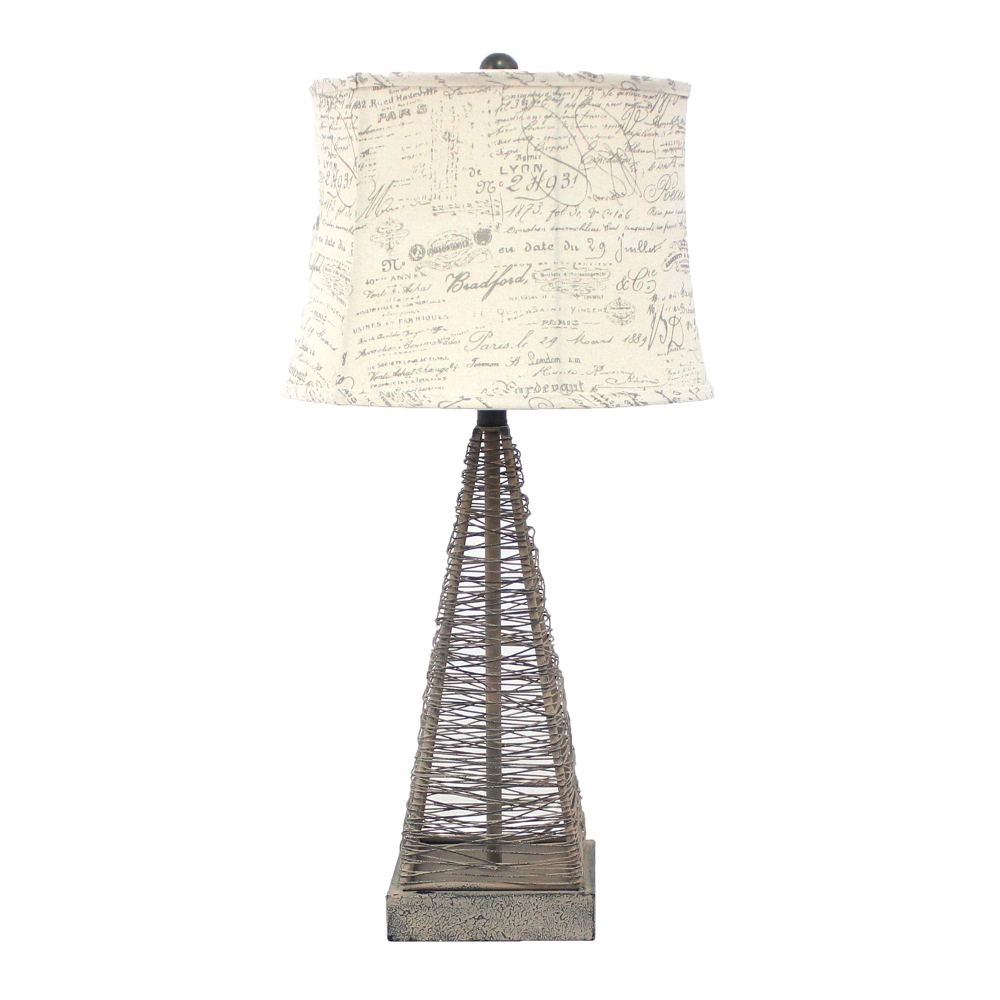 HomeRoots Table Lamp - Tan Metal with Linen Shade, 29in x 28in x 7in