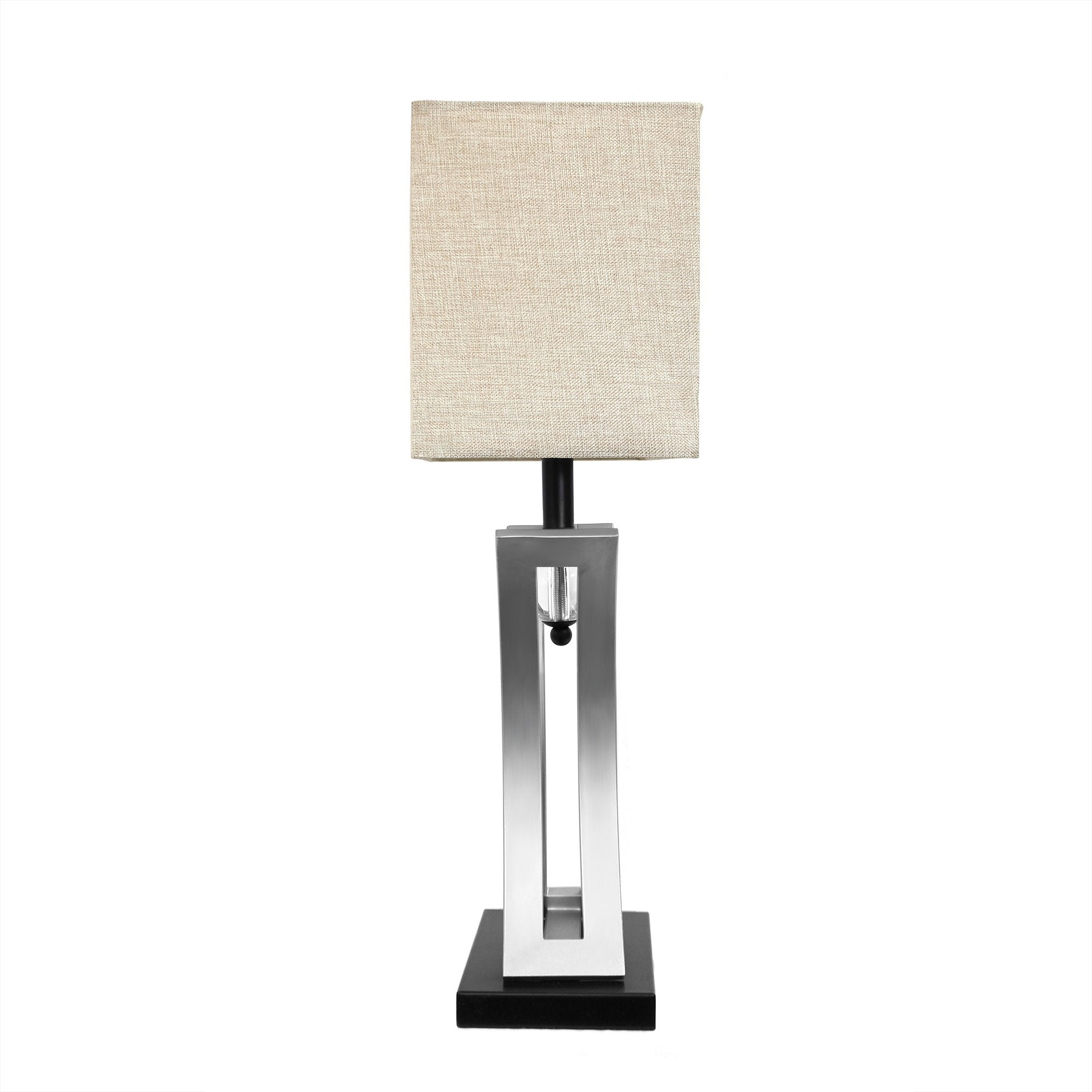 Elegant Designs Lt2001-Chr Conference Room Hourglass Shape Pendulum Table Lamp With Black Base, Brushed Chrome Finish