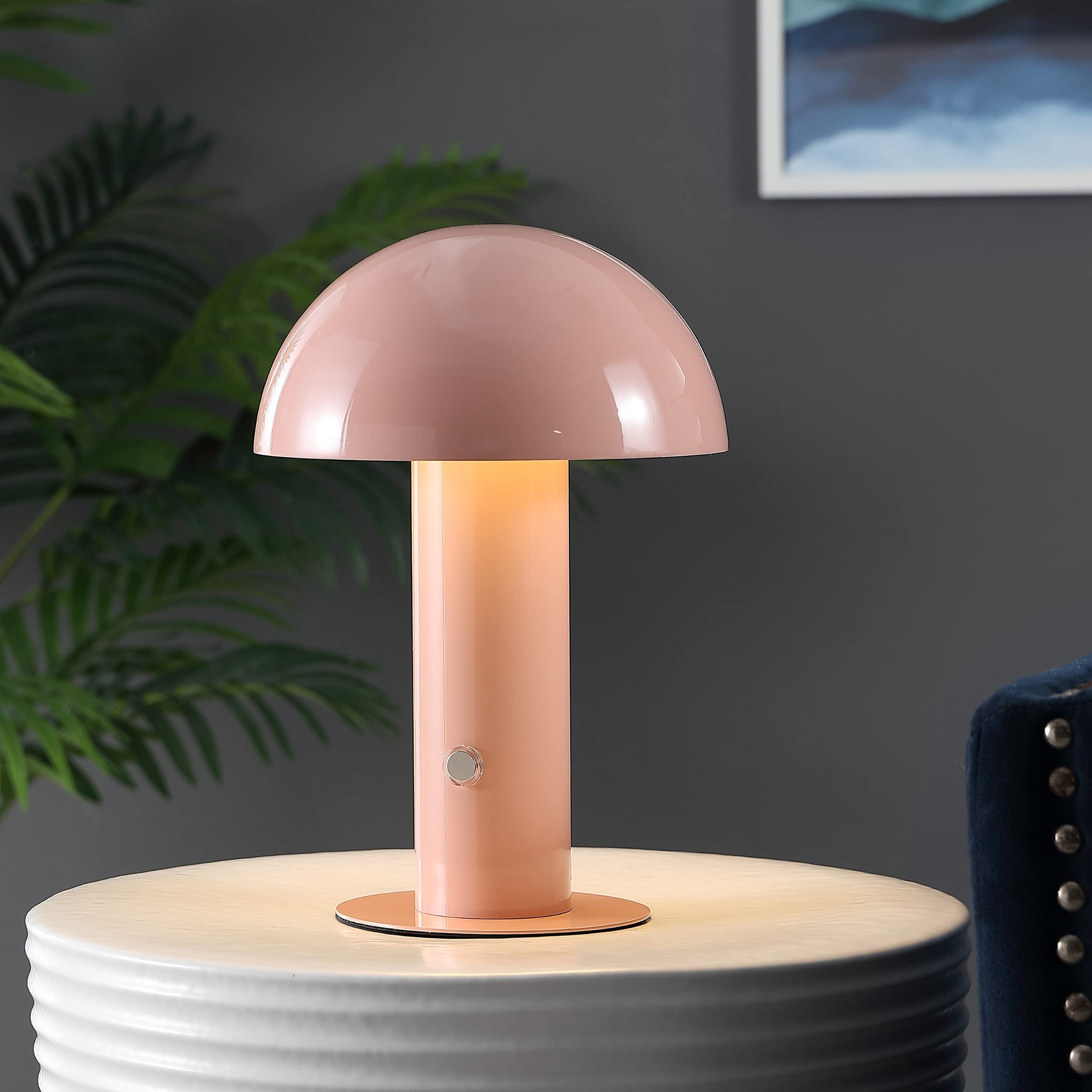 Jonathan Y Jyl7115F Boletus 10.75'' Contemporary Bohemian Rechargeable/Cordless Portable Iron Integrated Led Mushroom Table Lamp