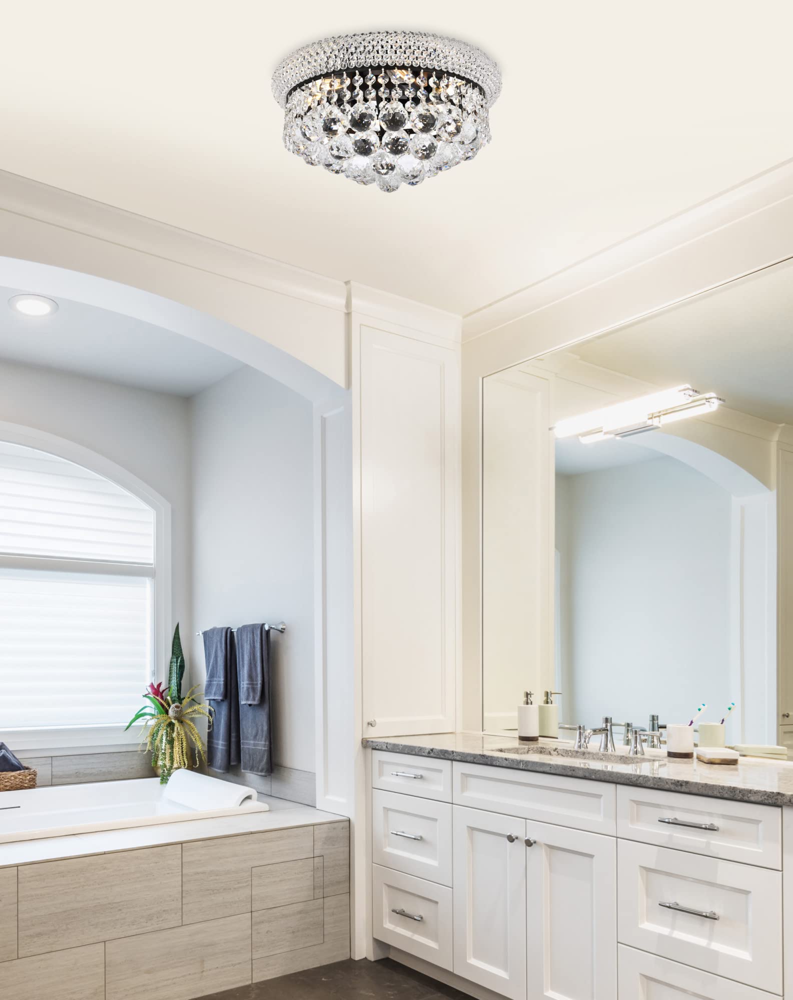 Elegant Lighting Primo Six-Light Flush Mount - Chrome Finish, Royal Cut Crystal, Silver