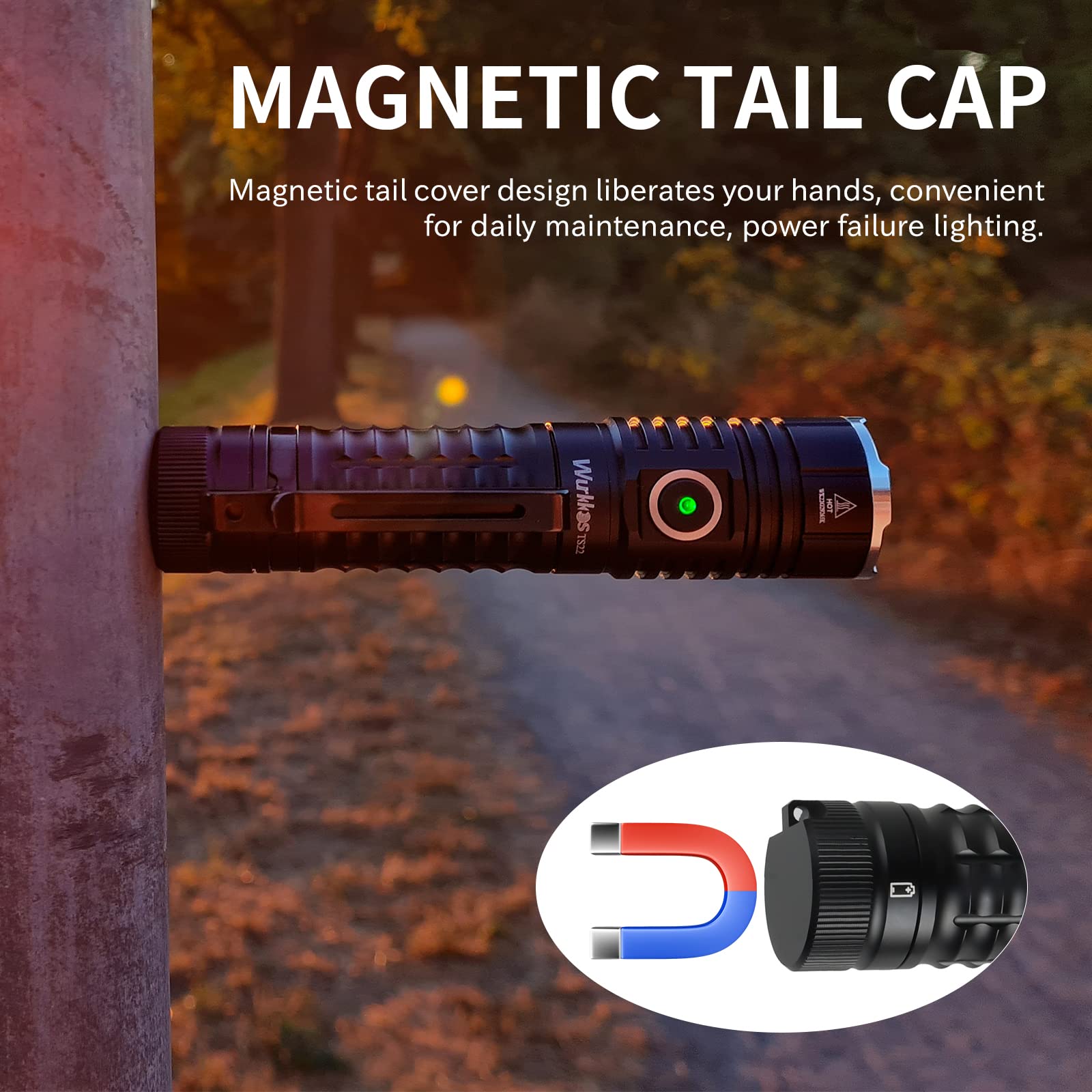 Wurkkos TS22 Mini EDC Flashlight - 4500 Lumens, Rechargeable, IP68 Waterproof, Aluminum, 6000K Light