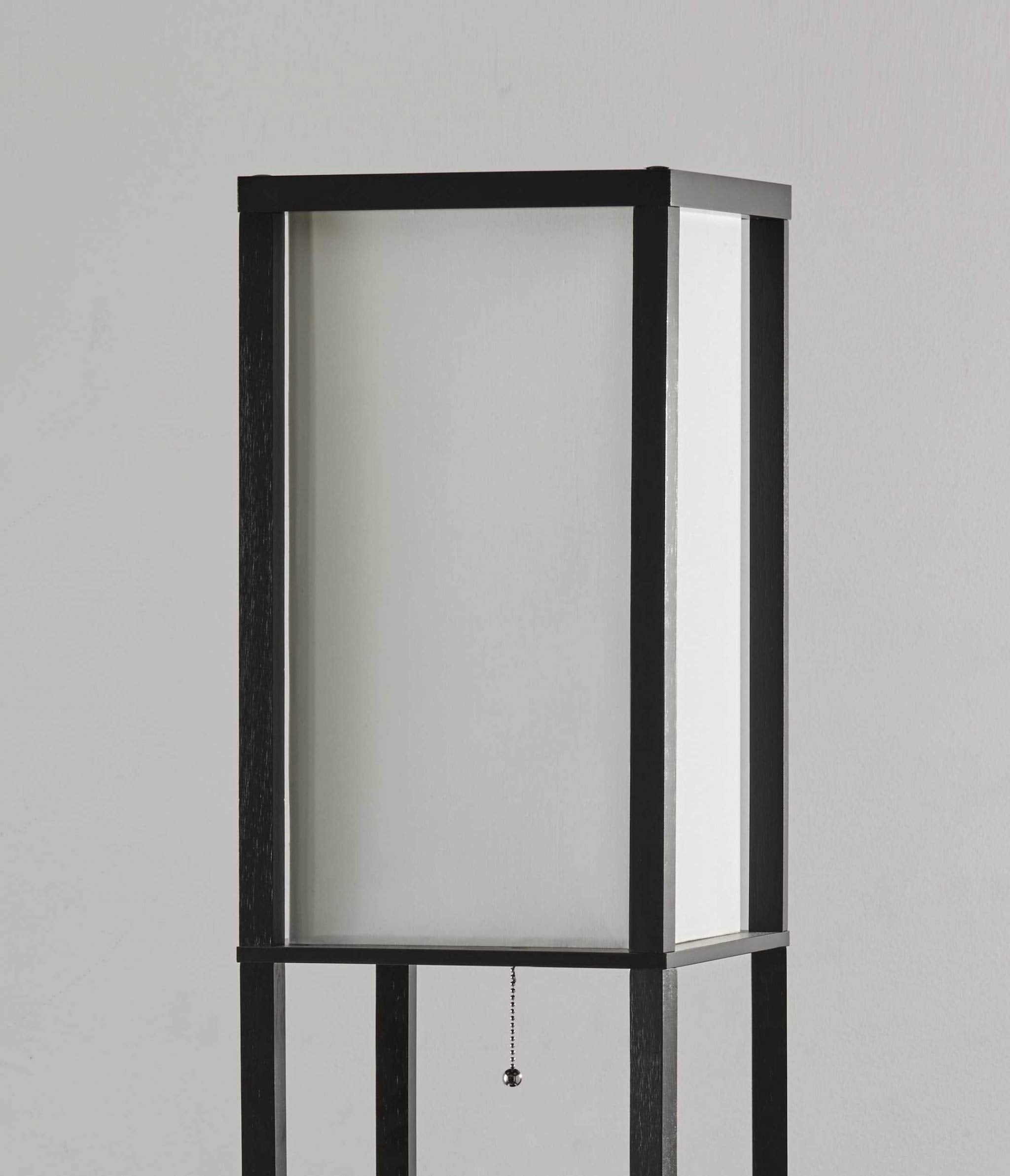 Homeroots Lighting 11.5 X 11.5 X 72 Black Wood Tall Shelf Floor Lamp
