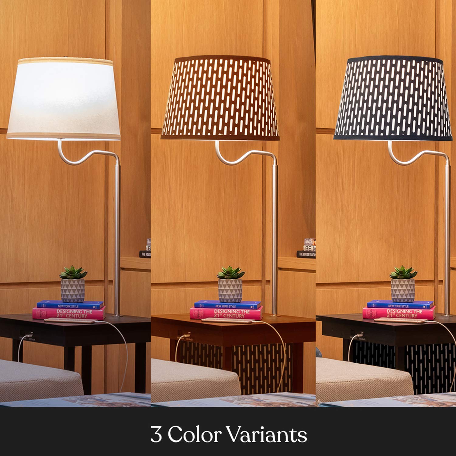 Brightech Madison Side Table With Lamp Combo With Led Bulb, Desk Lamp With Usb Port, Bedside Reading Lamp, Modern End Table With Floor Lamp For Bedroom, Living Room, Office - Havana Brown