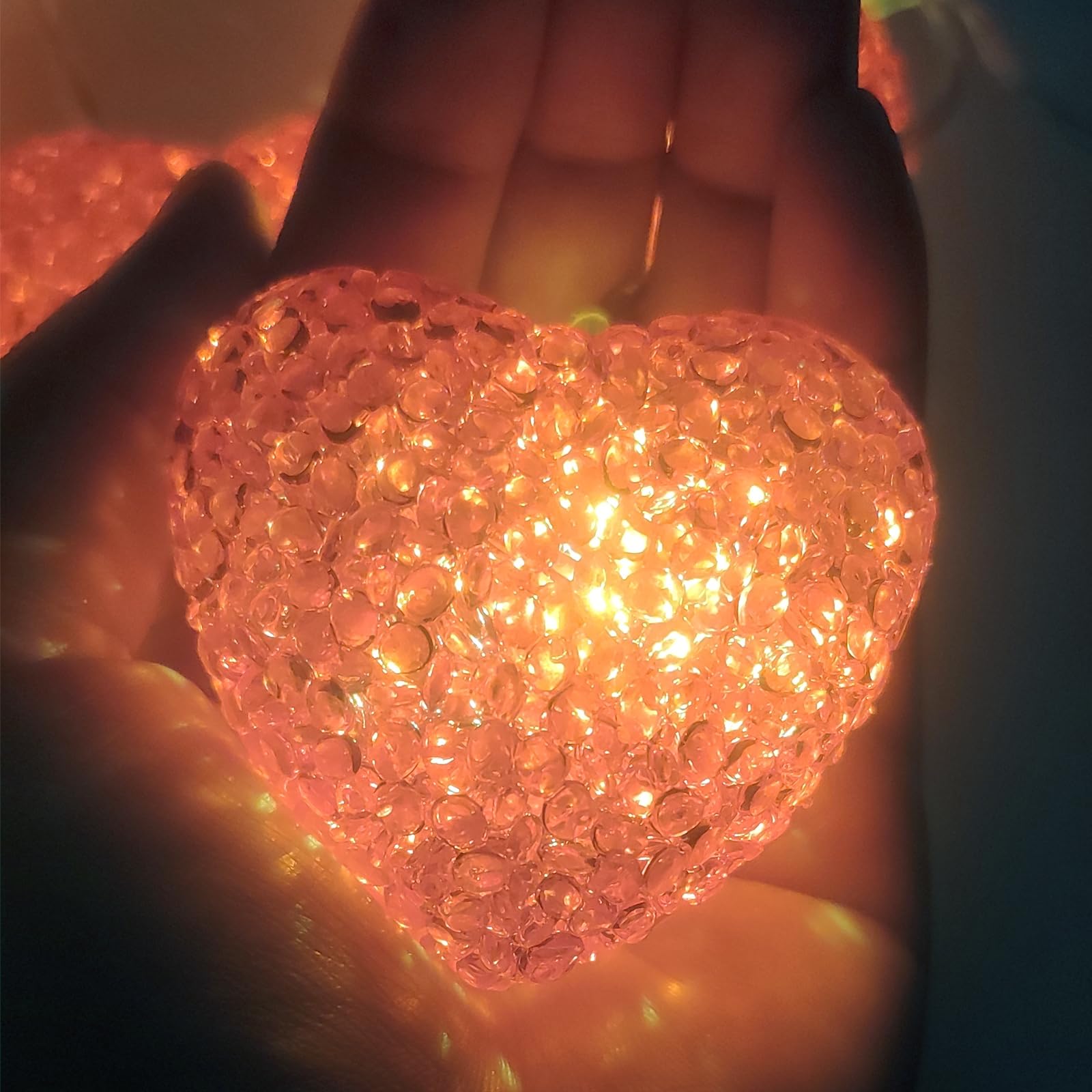 Valentines Heart String Lights Battery Operated 6.8Ft 10 LED Shatterproof Pink Heart Lights with Remote Timer, Indoor Outdoor He
