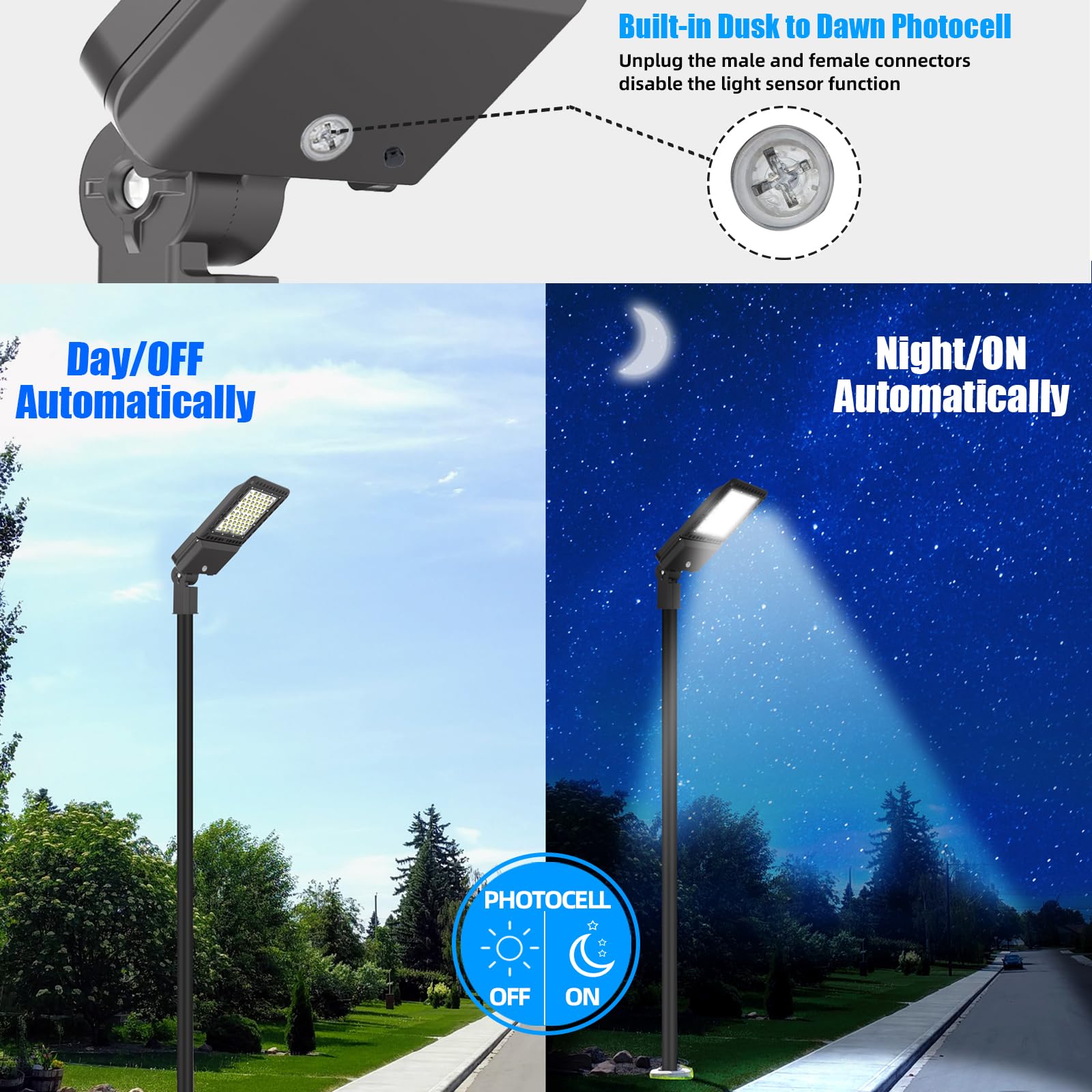 300W Led Parking Lot Light Outdoor 39000Lm Dusk To Dawn Led Outdoor Lighting Slip Fitter, 5000K Daylight Outdoor Street Pole Lig