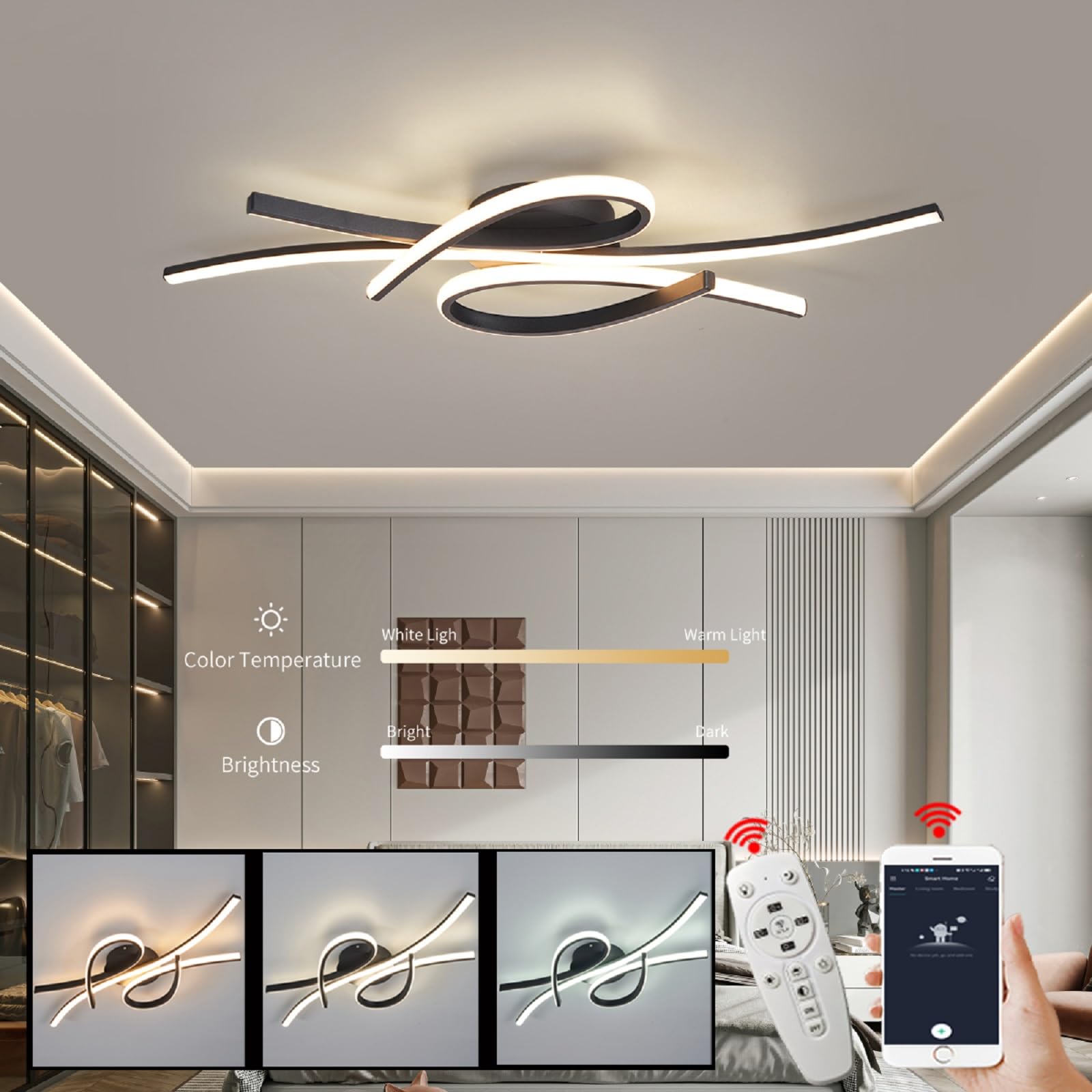 Modern LED Ceiling Light Fixture,40W 2600 Lumen ,Flush Mount Ceiling Chandelier,Ceiling Lamp for Kitchen Bedroom Study Living Ro