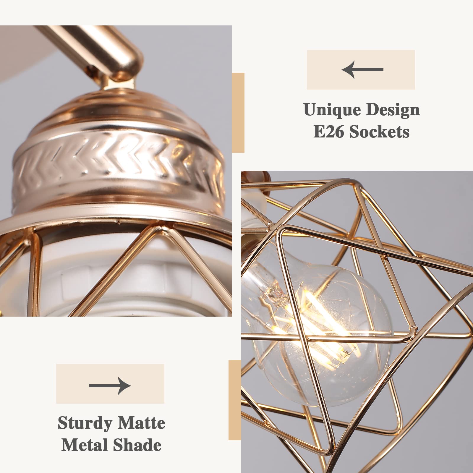 Abeajat Kitchen Light Fixtures Ceiling Mount, 3-Lights Multi-Directional Ceiling Lamp With E26 Base, Adjustable Flush Mount Ceiling Light Fixtures For Hallway Farmhouse Kitchen Dining Room Entryway