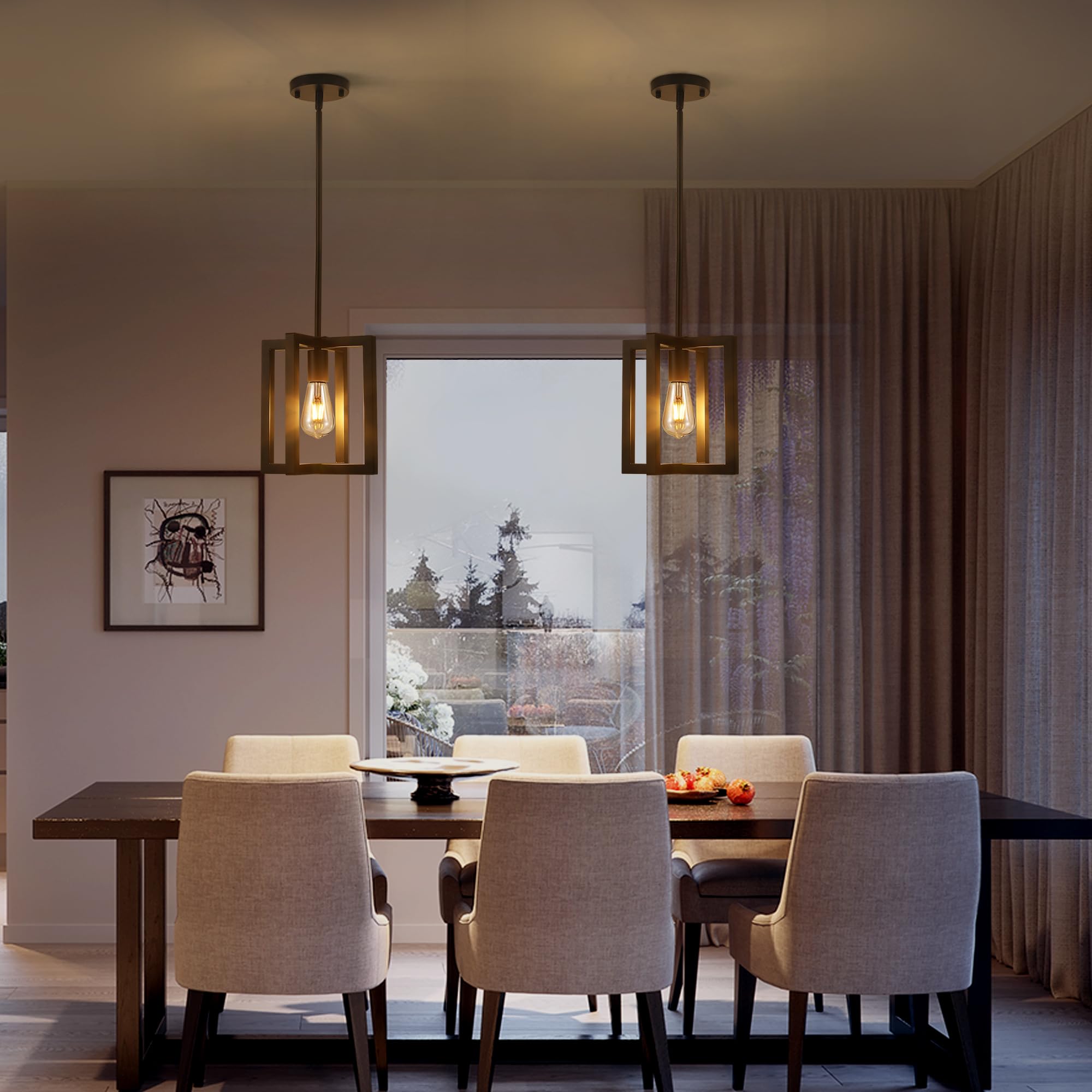 Klgxnrd Small Modern Farmhouse Black Pendant Lights Kitchen Island, Adjustable Hanging Metal Industrial Chandelier Ceiling Light