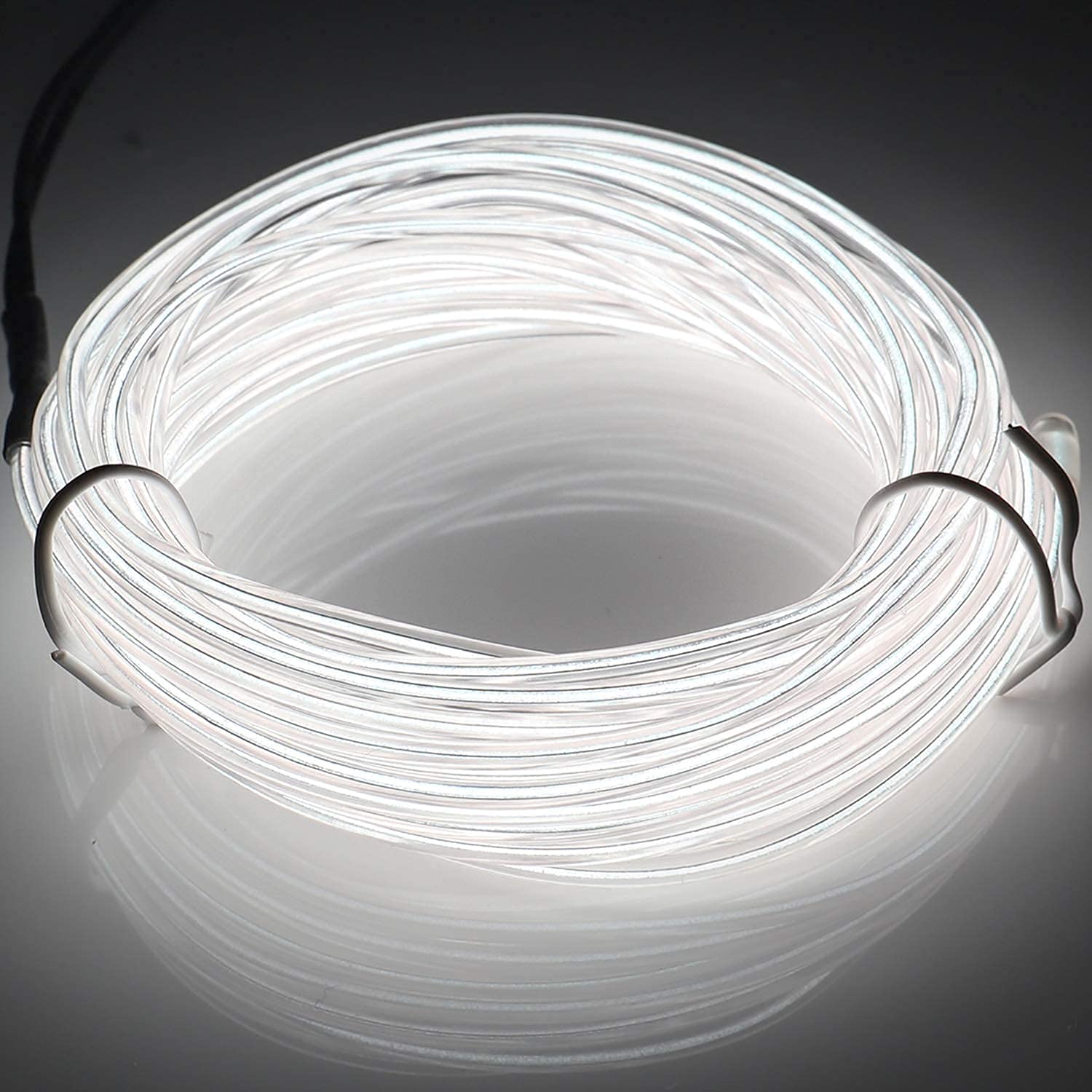 Jiguoor Usb Rechargeable El Wire 32.8Ft/10M (5Mx2) Bright Neon Light Strip 360° Illumination Neon Tube Rope Lights For Diy, Festival, Party Decoration, Halloween, Chrismas (32.8Ft/10M, White)
