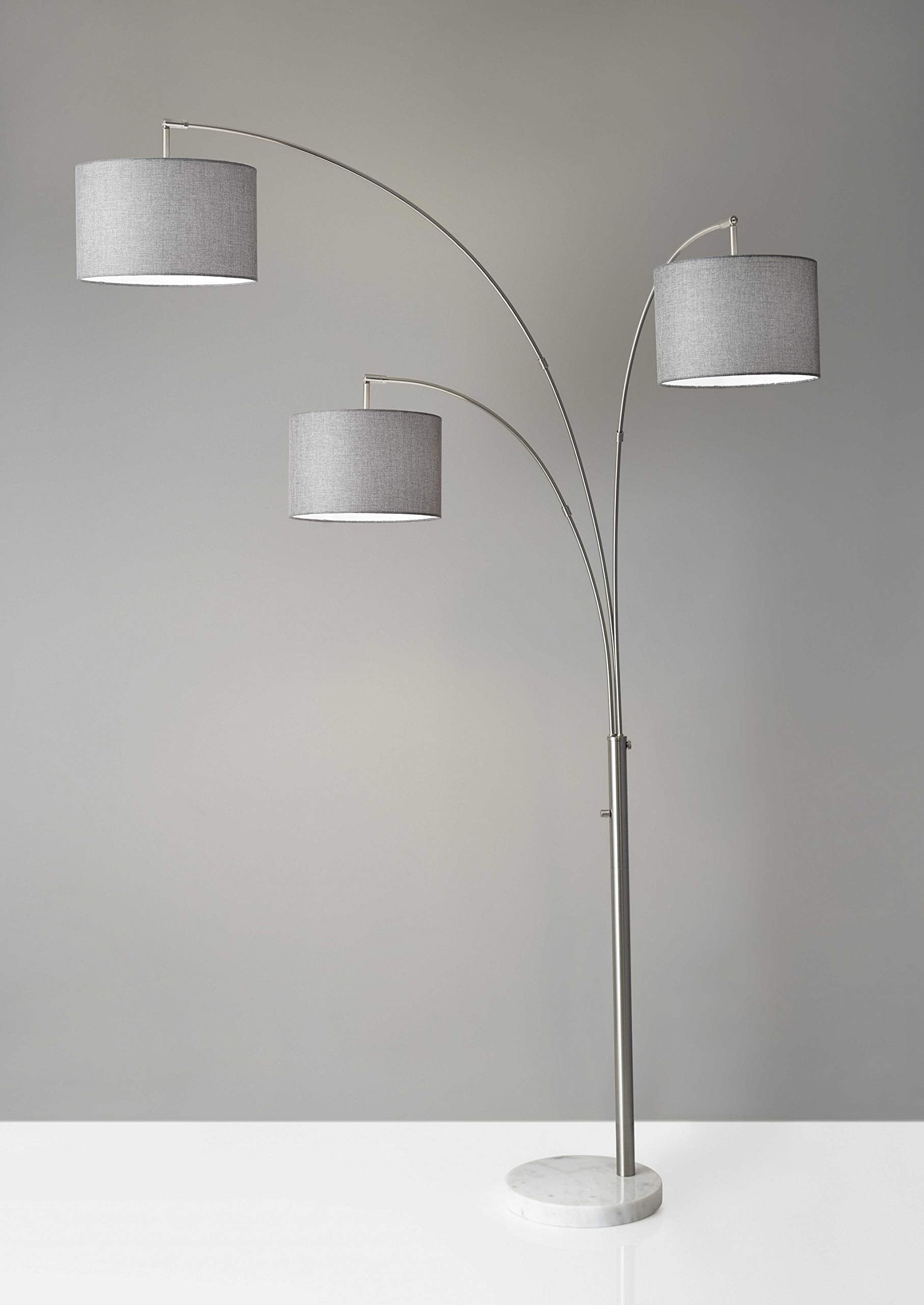 HomeRoots Lighting 35 X 52 X 74 Brushed Steel Metal 3-Arm Arc Lamp