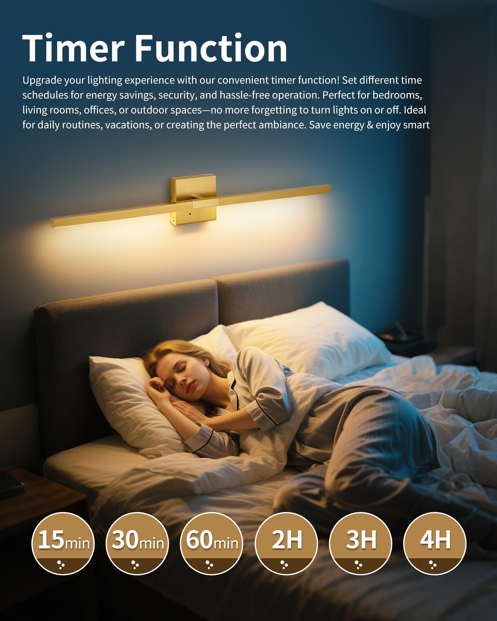 Rechargeable Battery Operated Wall Sconce Set of Two, 24 Inch, Wireless, 3000K/4500K/6000K, Dimmable, Timer, Remote, Touch Contr