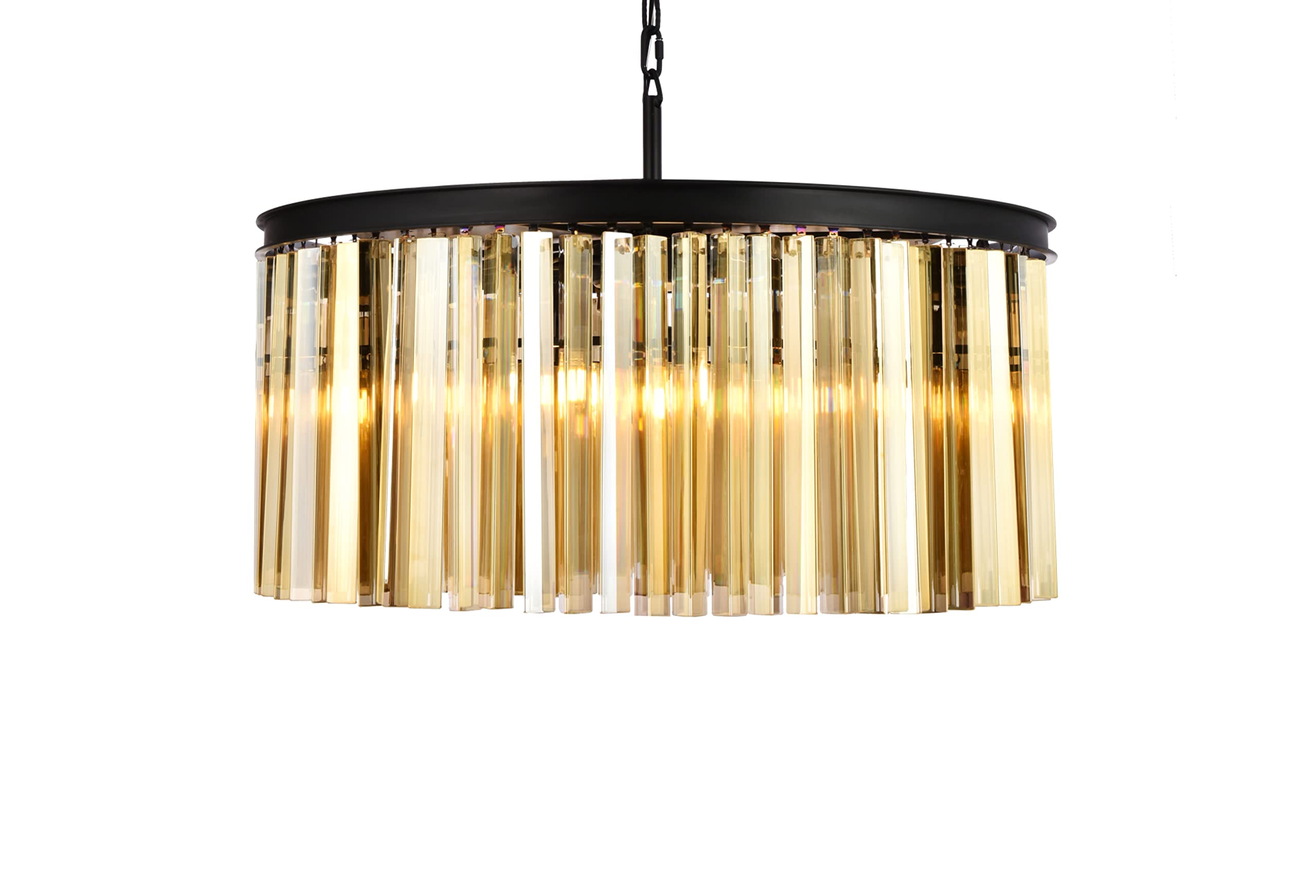 Elegant Lighting Sydney Collection 1208D31MB-GT/RC 8-Light Pendant Lamp with Royal Cut Golden Teak Crystals, Mocha Brown Finish