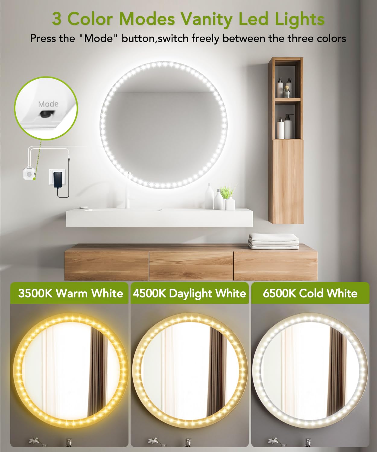 Keshu 13Ft Led Vanity Mirror Lights, Ultra Bright Motion Sensor, Bendable, Dimmer, Mirror Not Included